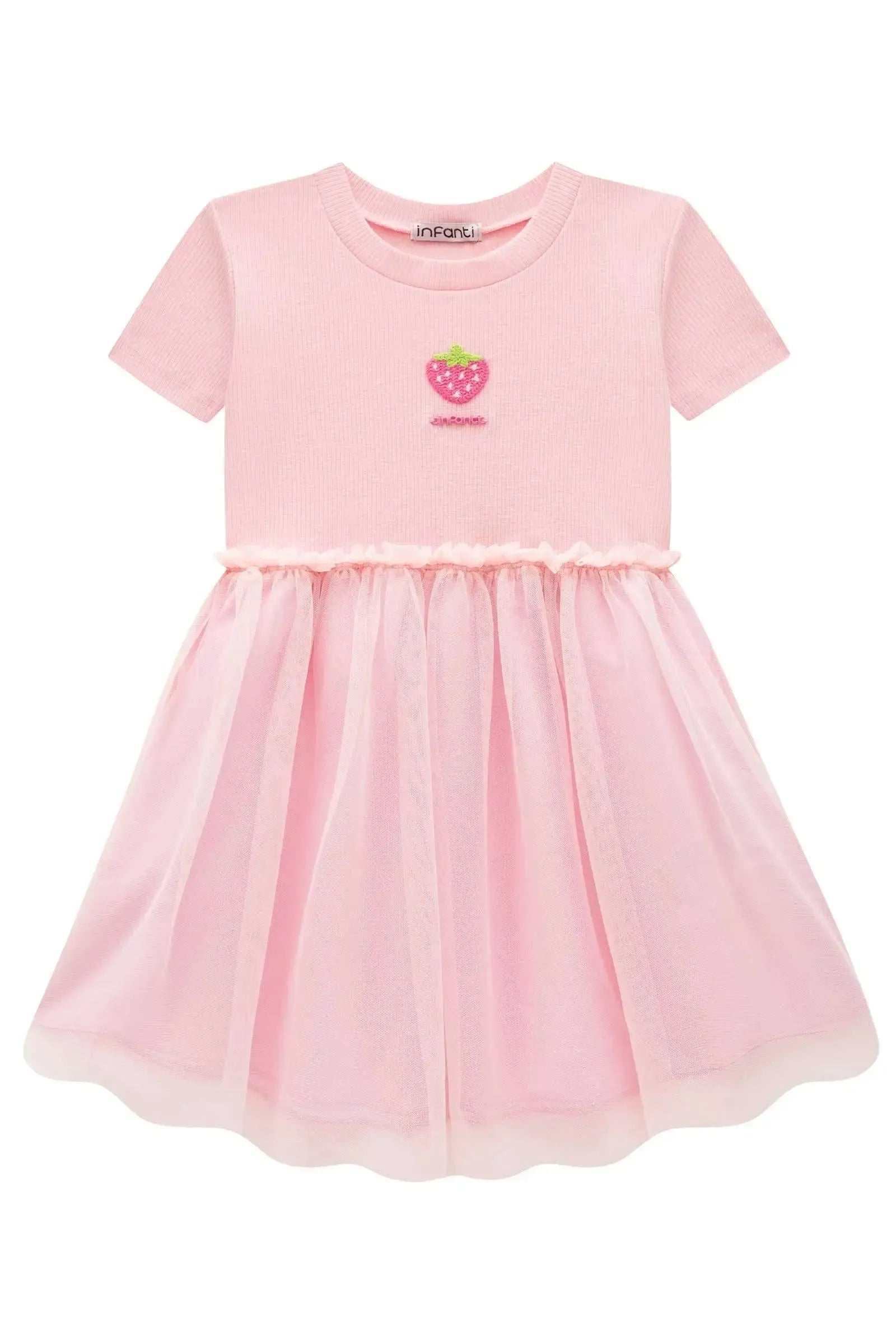Vestido em Canelado Liz e Tule com Elastano 96661 Infanti Infantil Menina