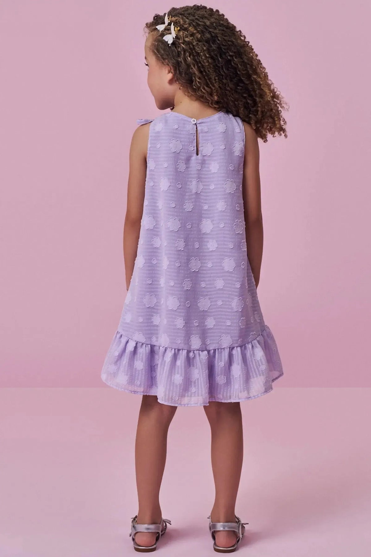Vestido em Chiffon Flores 99393 Kukiê Infantil Menina
