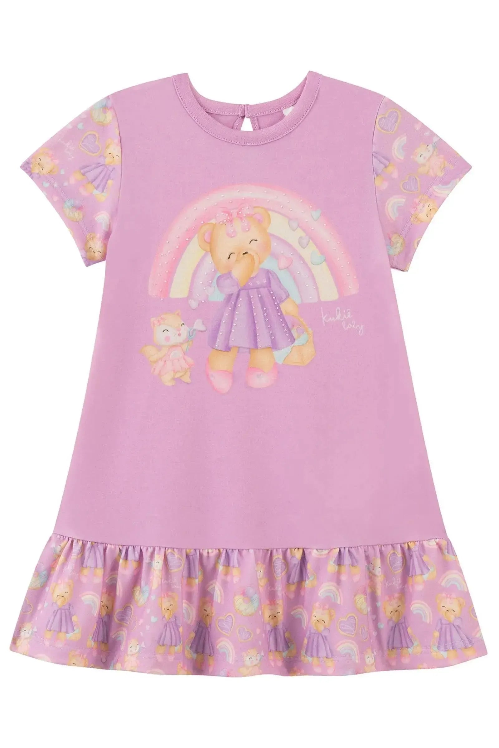 Vestido em Cotton e Malha Power 92959 Kukiê Bebê Menina
