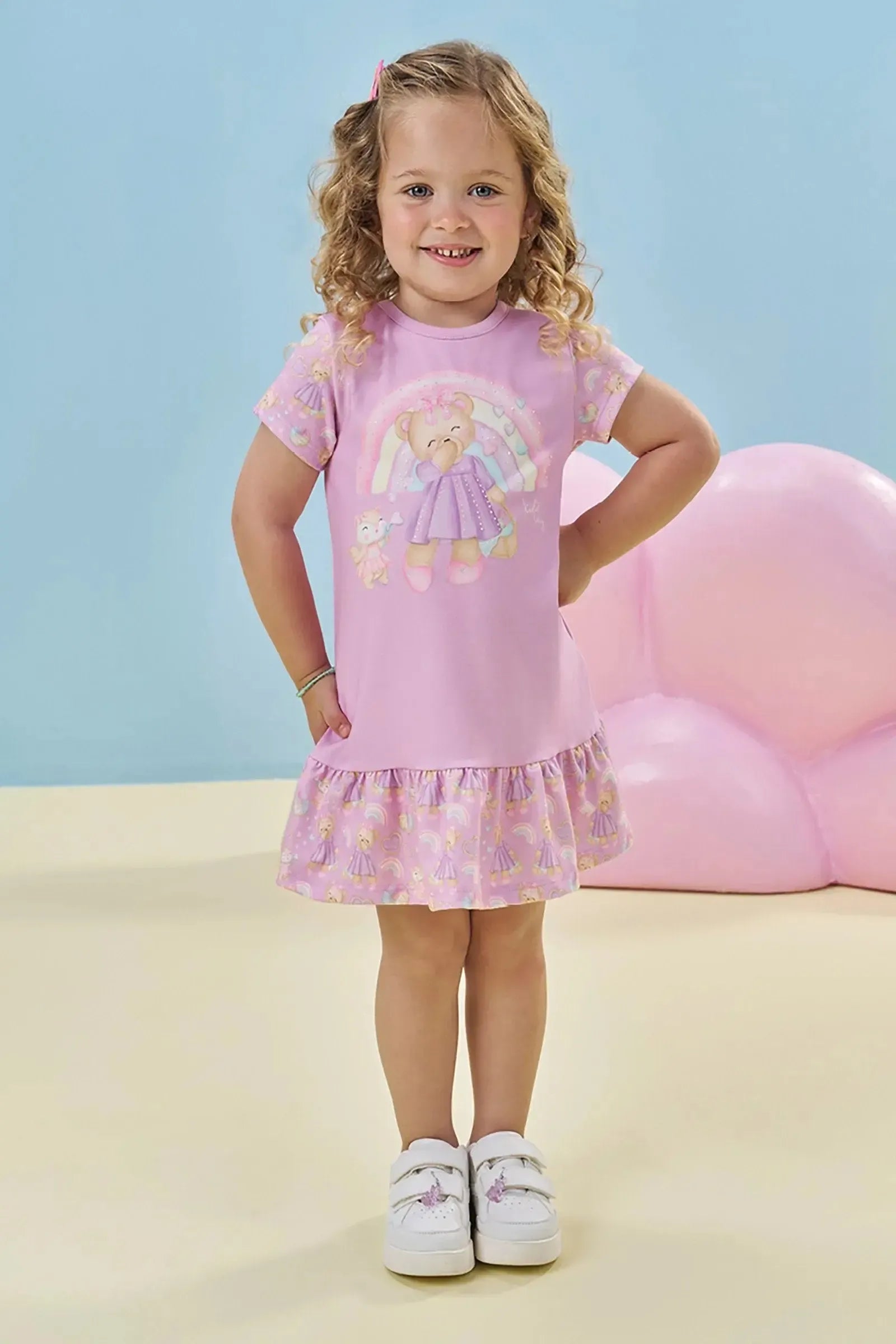Vestido em Cotton e Malha Power 92959 Kukiê Bebê Menina
