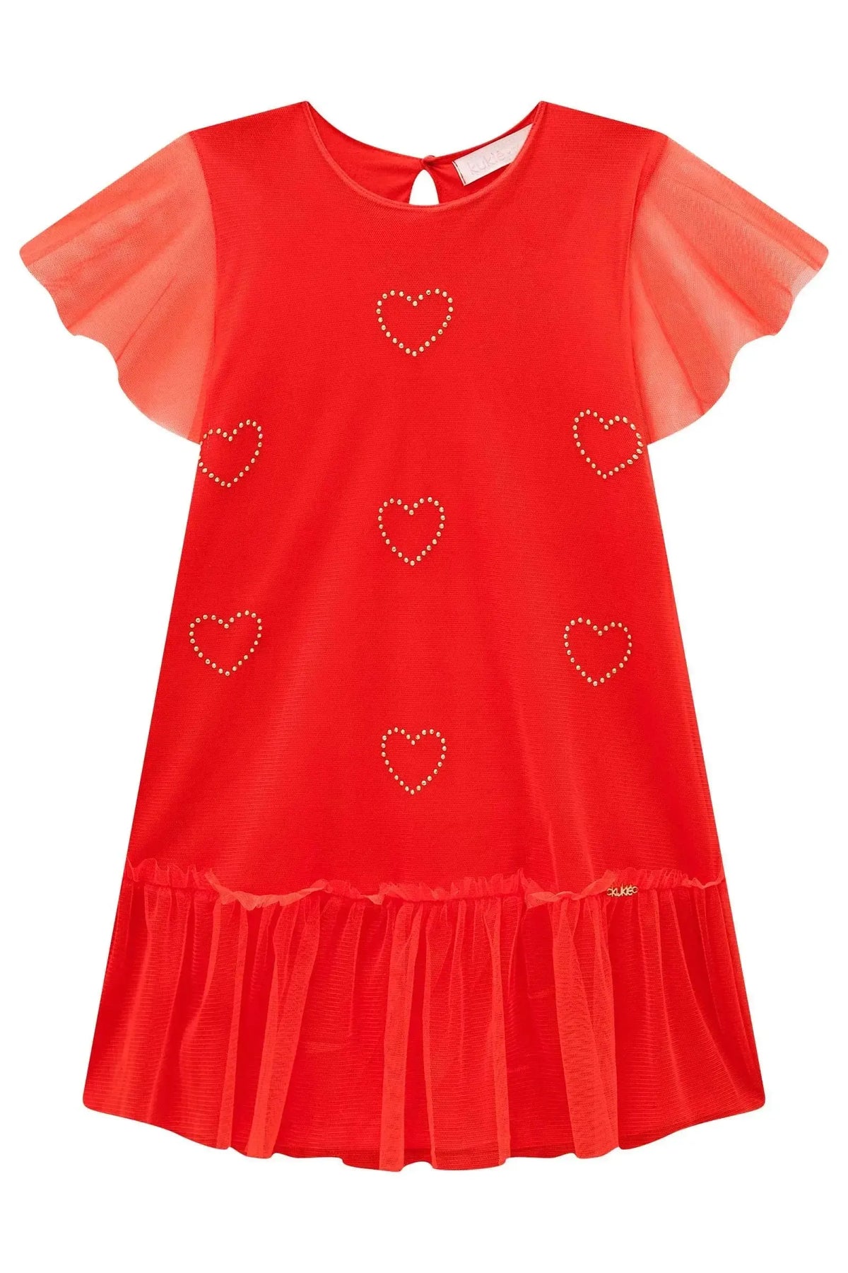 Vestido em Cotton e Tule com Elastano 98900 Kukiê Infantil Menina
