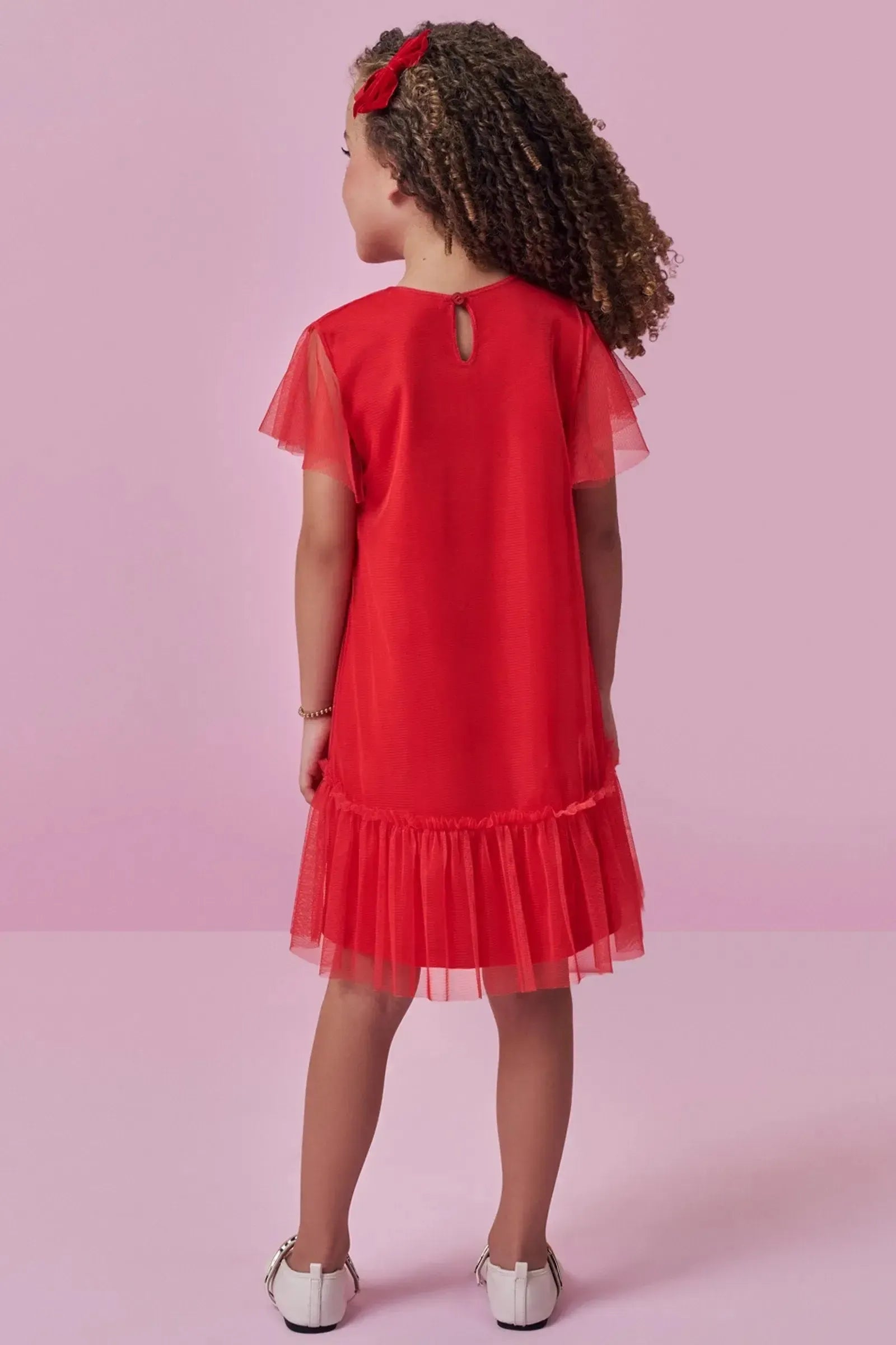 Vestido em Cotton e Tule com Elastano 98900 Kukiê Infantil Menina