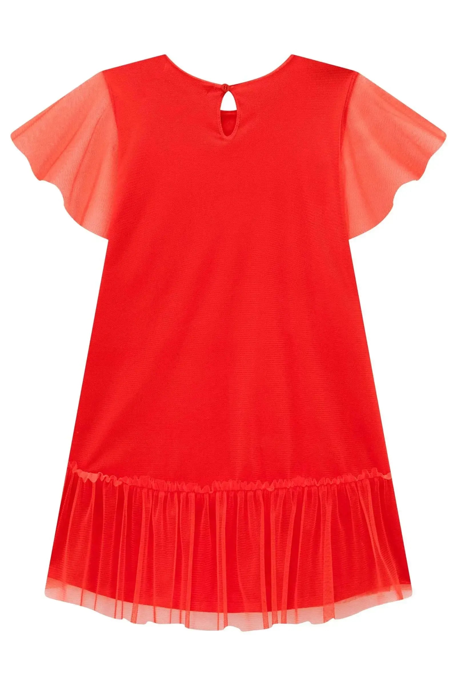 Vestido em Cotton e Tule com Elastano 98900 Kukiê Infantil Menina