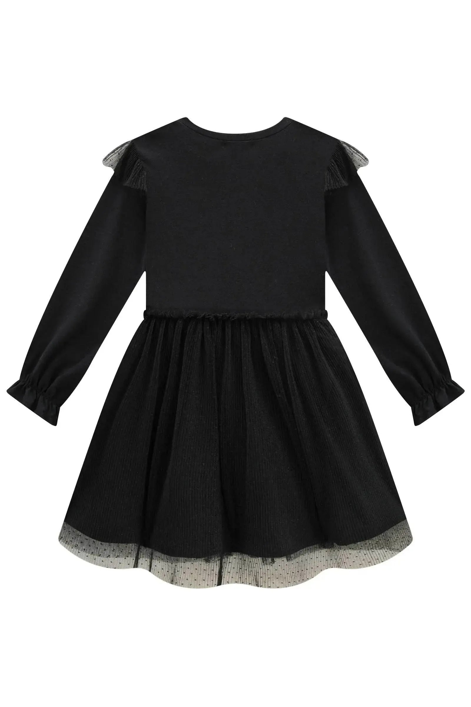 Vestido em Cotton e Tule Plissado Poá 90393 Infanti Infantil Menina