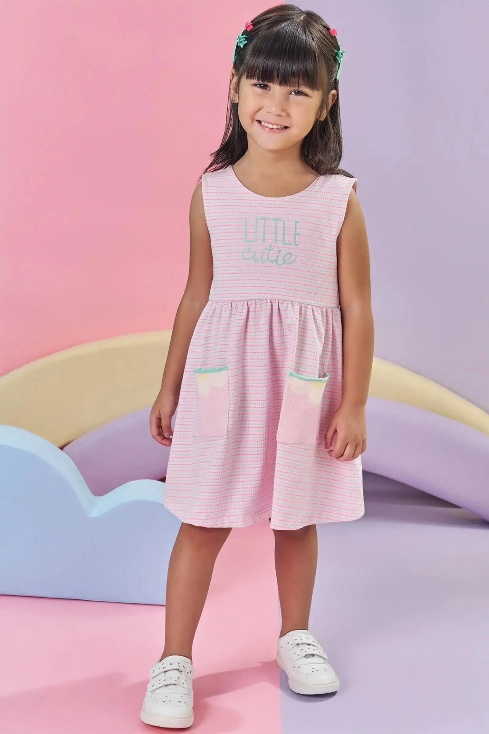 Vestido em Cotton Listrado 84823 Kukiê Bebê Menina
