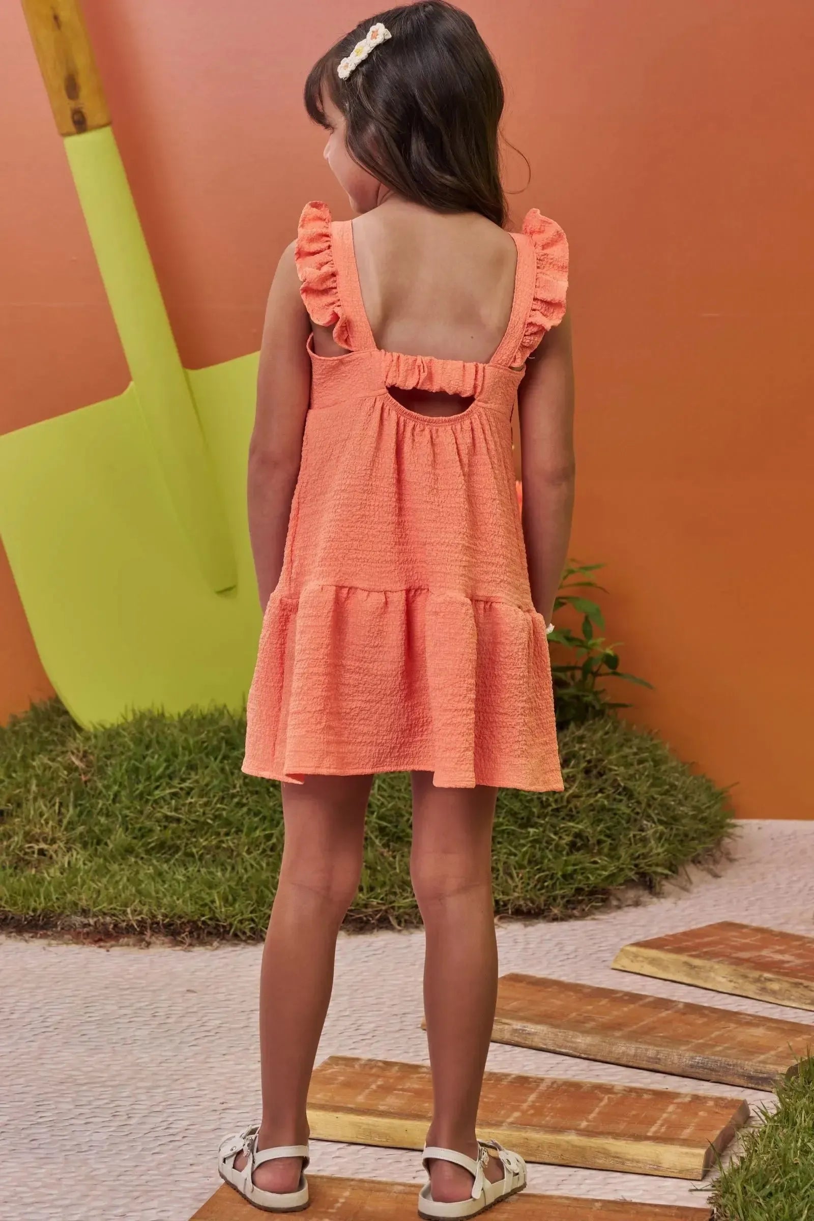 Vestido em Crepe Textura 98963 Kukiê Infantil Menina