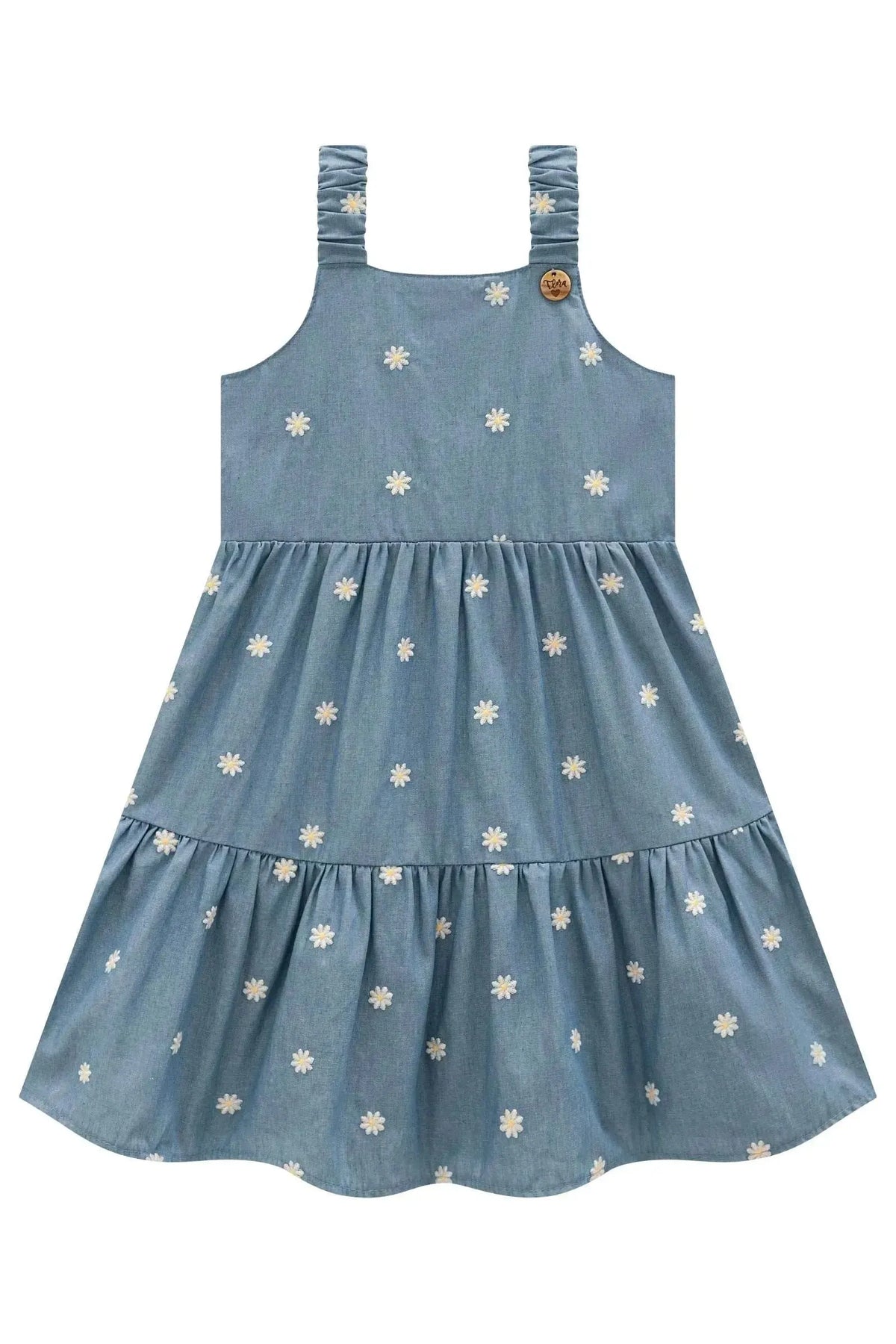 Vestido em Denim Bordado 96430 Infanti Infantil Menina