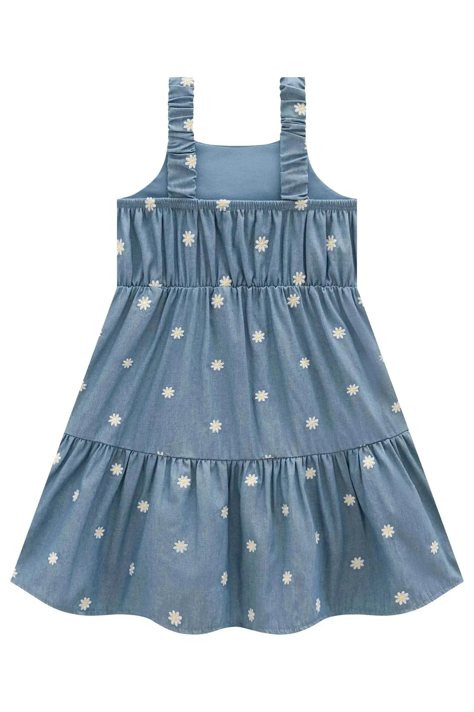Vestido em Denim Bordado 96430 Infanti Infantil Menina