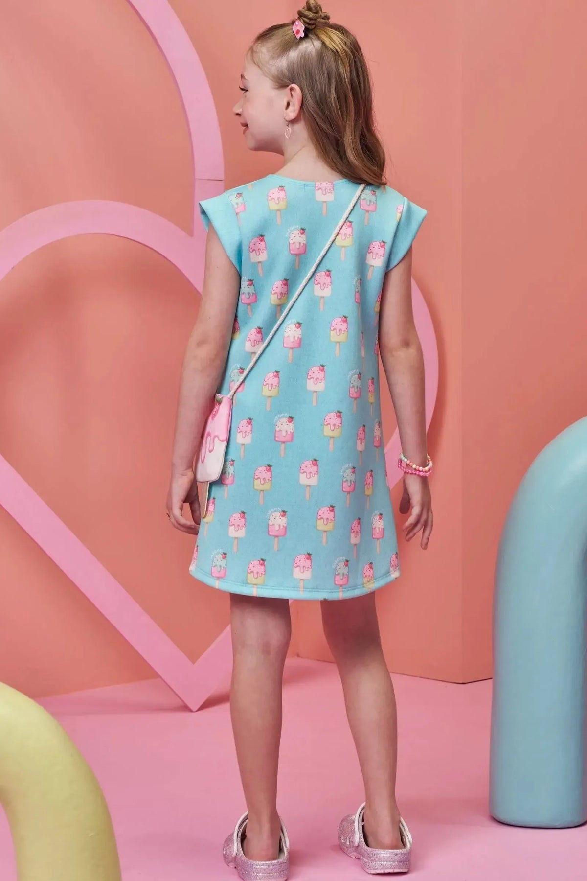 Vestido em Fly Tech. Acompanha Bolsa 99382 Infanti Infantil Menina