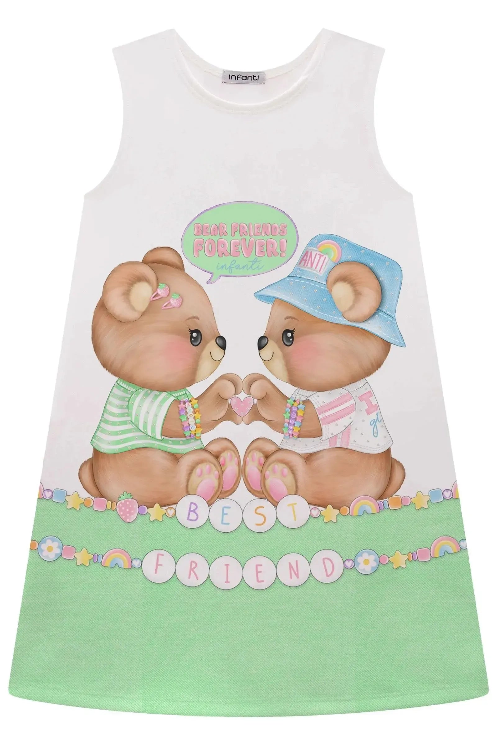 Vestido em Fly Tech. Acompanha Kit Pulseiras. 93432 Infanti Infantil Menina
