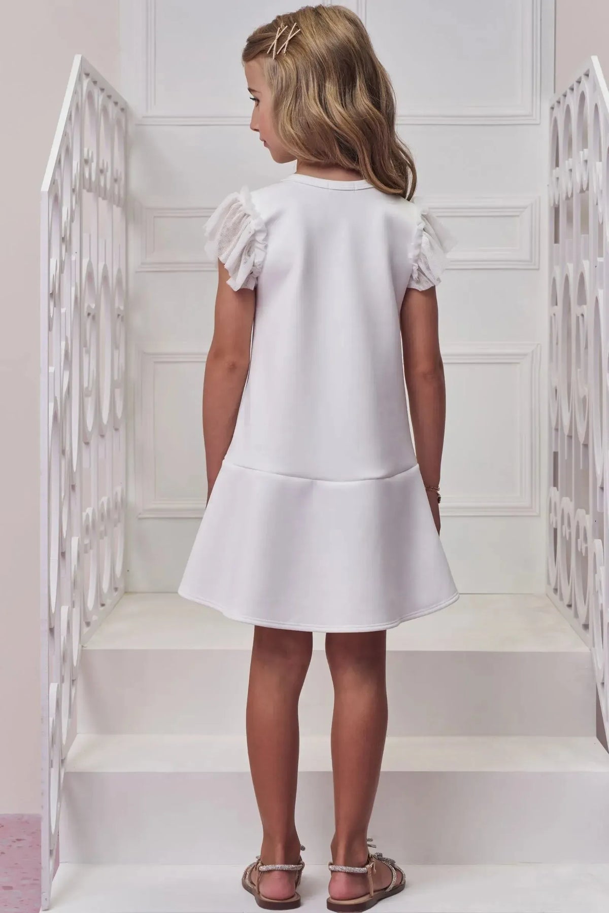 Vestido em Fly Tech e Tule 98772 Infanti Infantil Menina