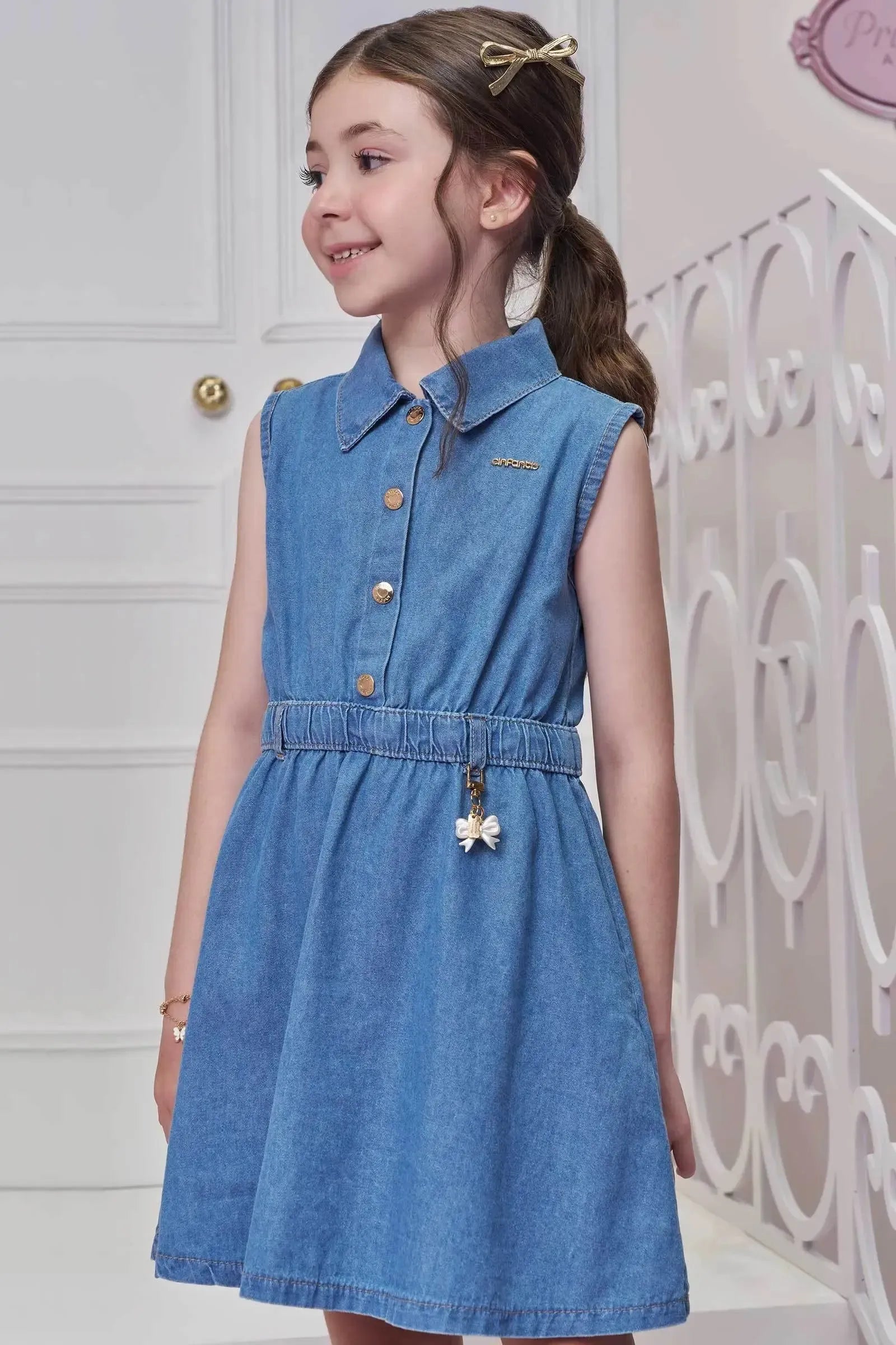 Vestido em Jeans 98779 Infanti Infantil Menina
