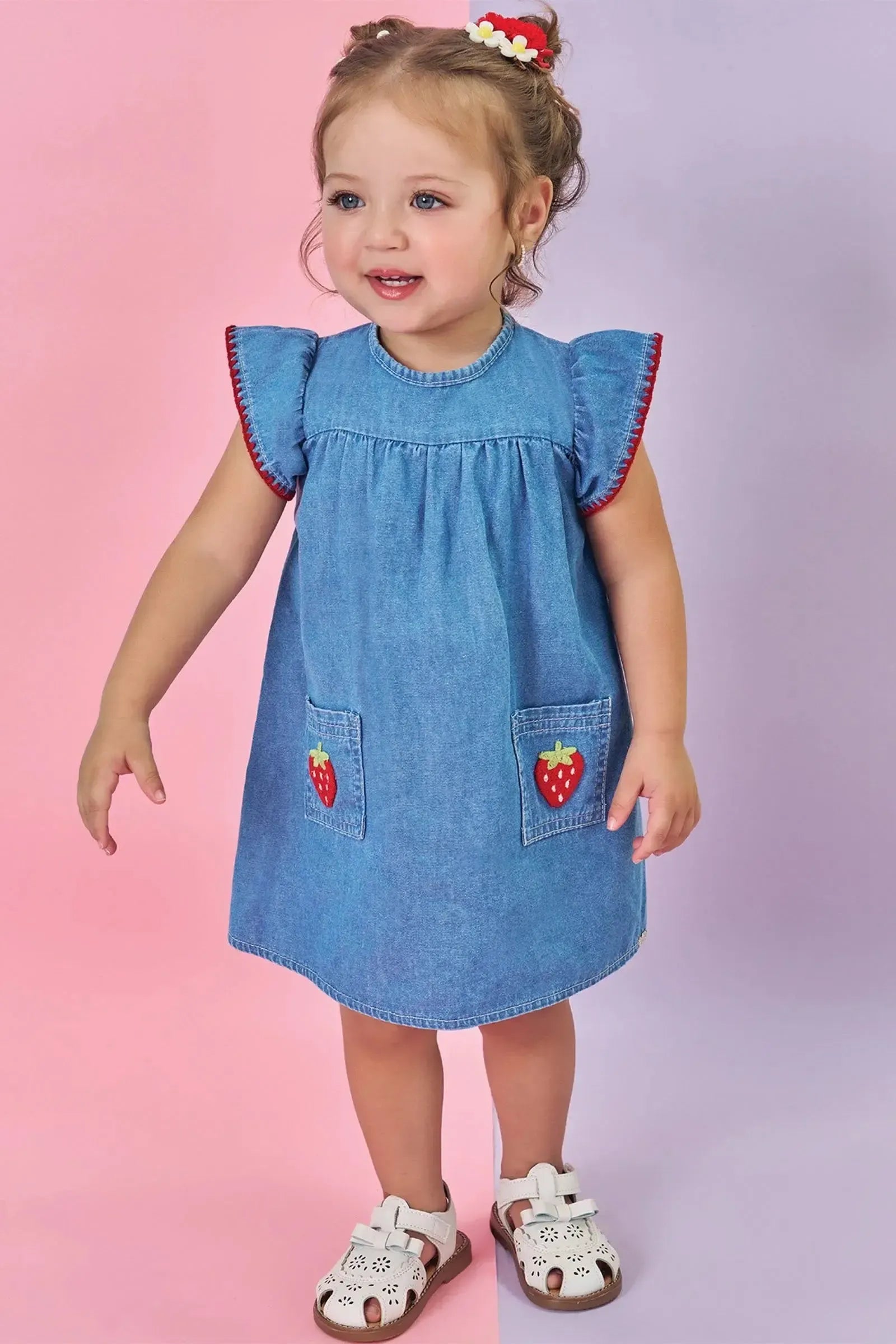 Vestido em Jeans 84827 Kukiê Bebê Menina