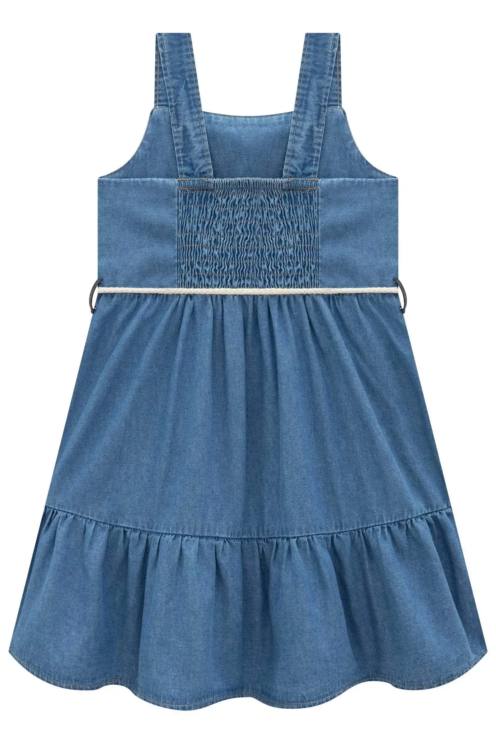 Vestido em Jeans e Tricot Algodão 97012 Infanti Infantil Menina