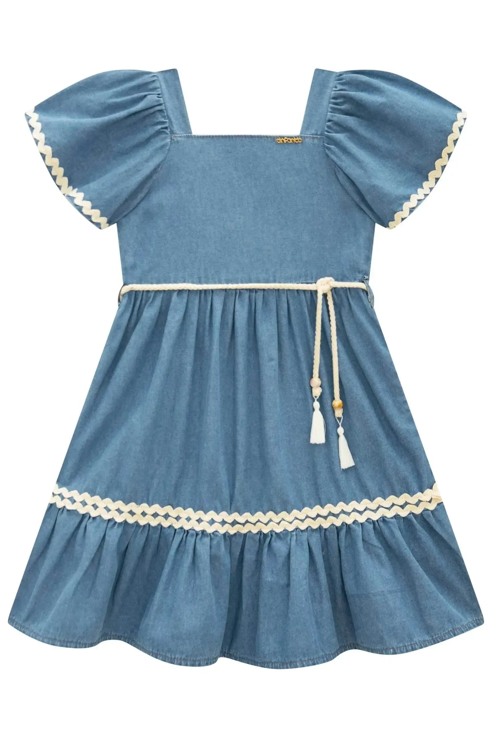 Vestido em Jeans Teca 98808 Infanti Infantil Menina
