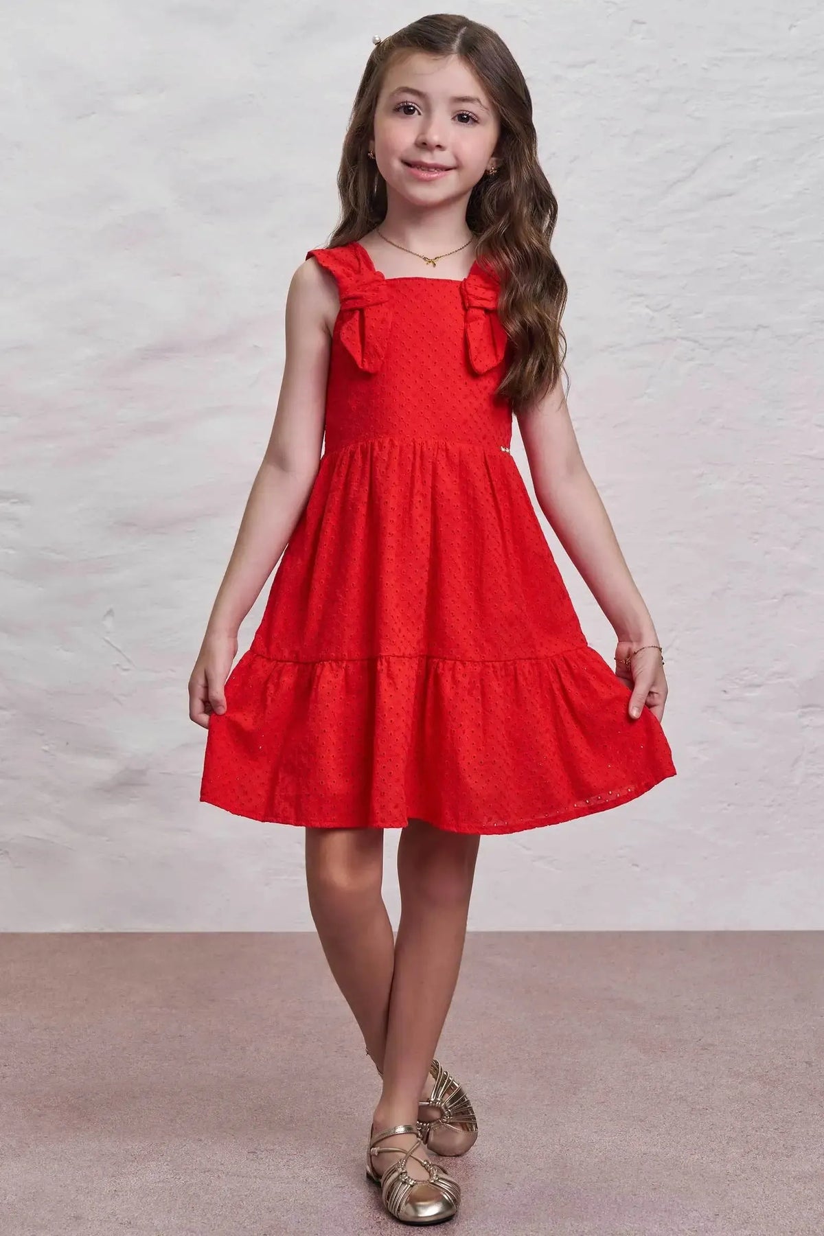 Vestido em Laise Bordada 98079 Infanti Infantil Menina