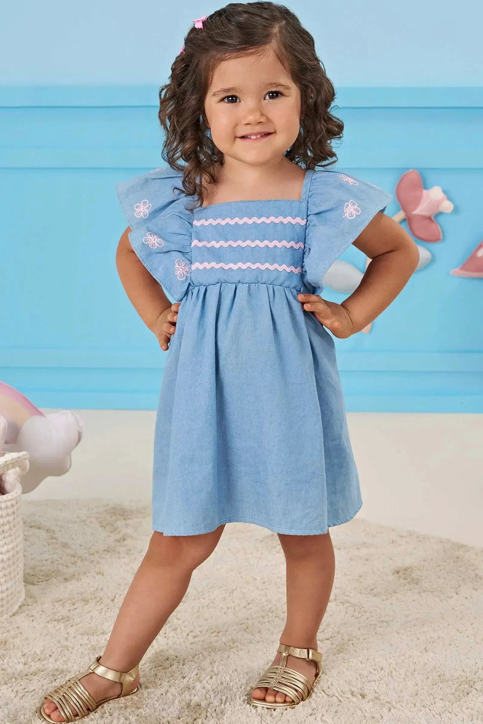 Vestido em Light Chambray 83644 Infanti Bebê Menina