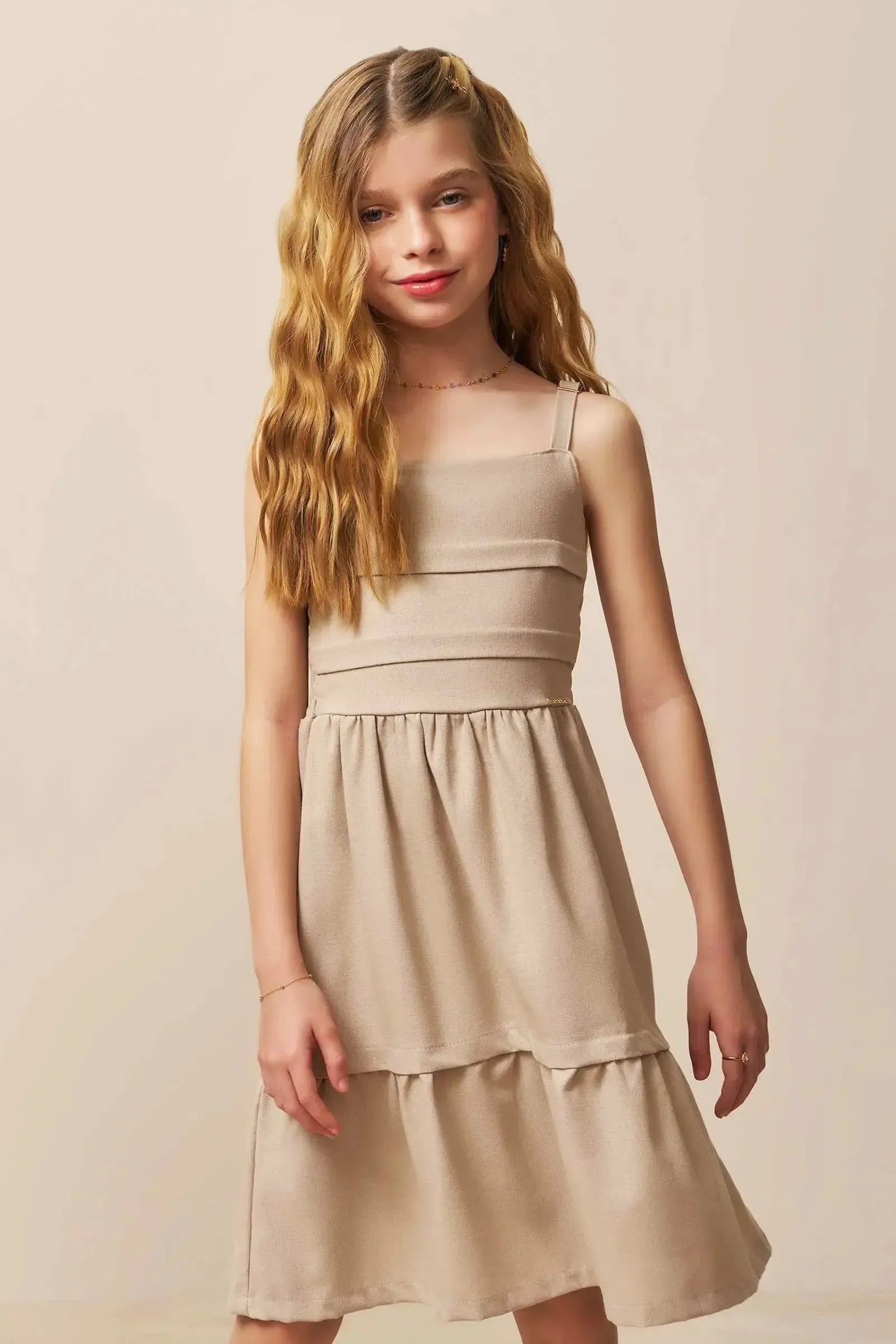Vestido em Linho Blend 94416 Vic&Vicky Teen Menina