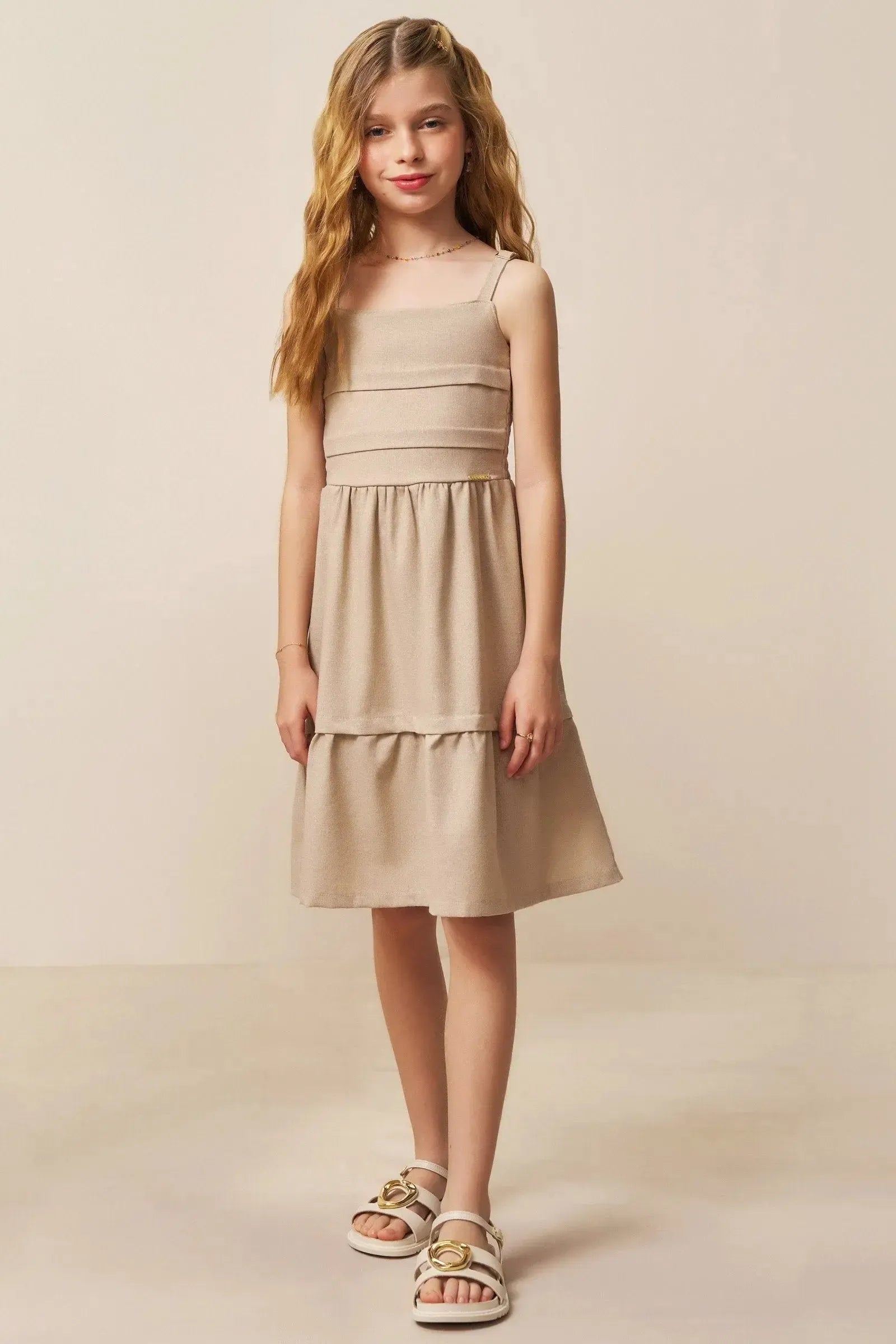 Vestido em Linho Blend 94416 Vic&Vicky Teen Menina