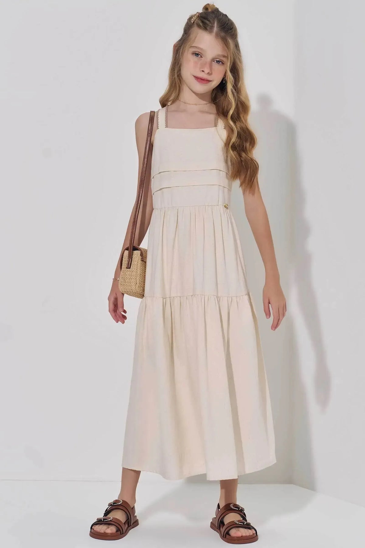 Vestido em Linho com Elastano 98896 Vic Teen Menina