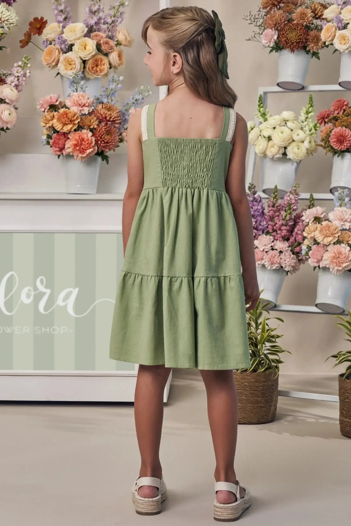 Vestido em Linho com Elastano 99040 Infanti Infantil Menina