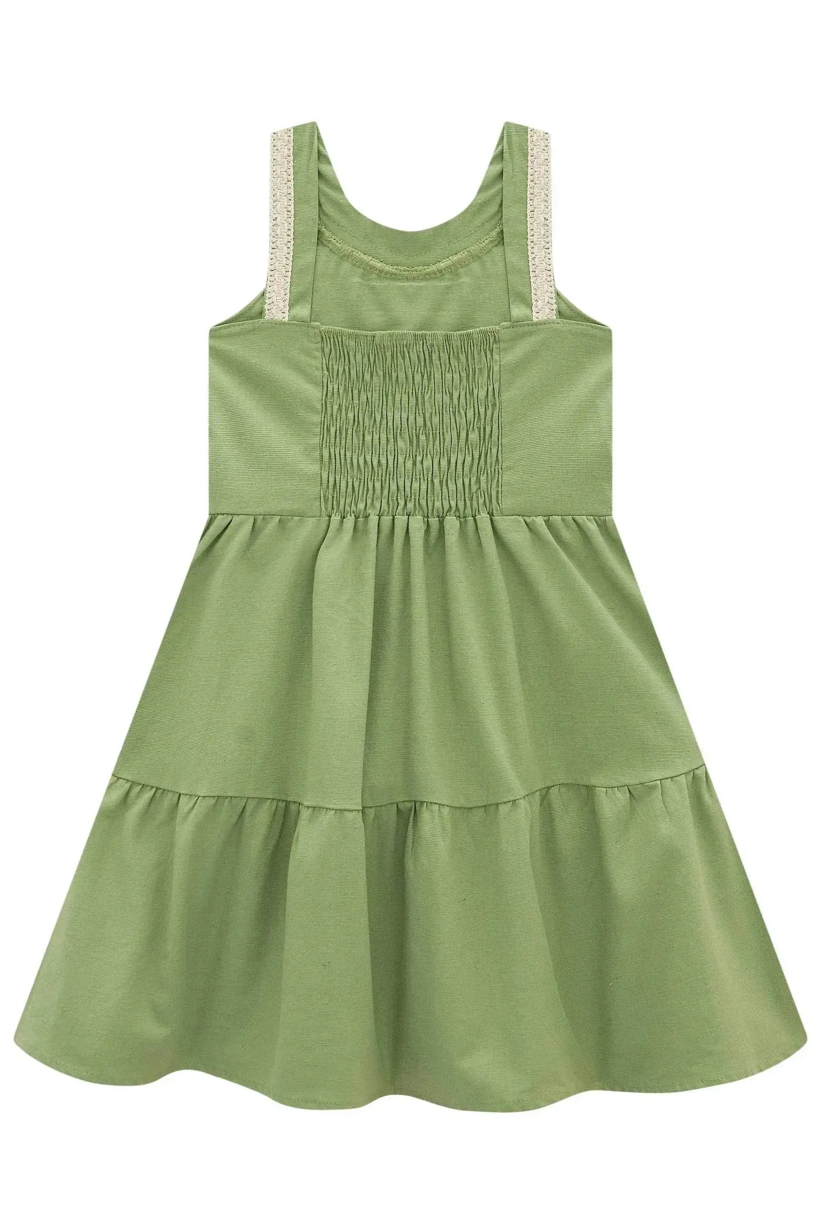 Vestido em Linho com Elastano 99040 Infanti Infantil Menina