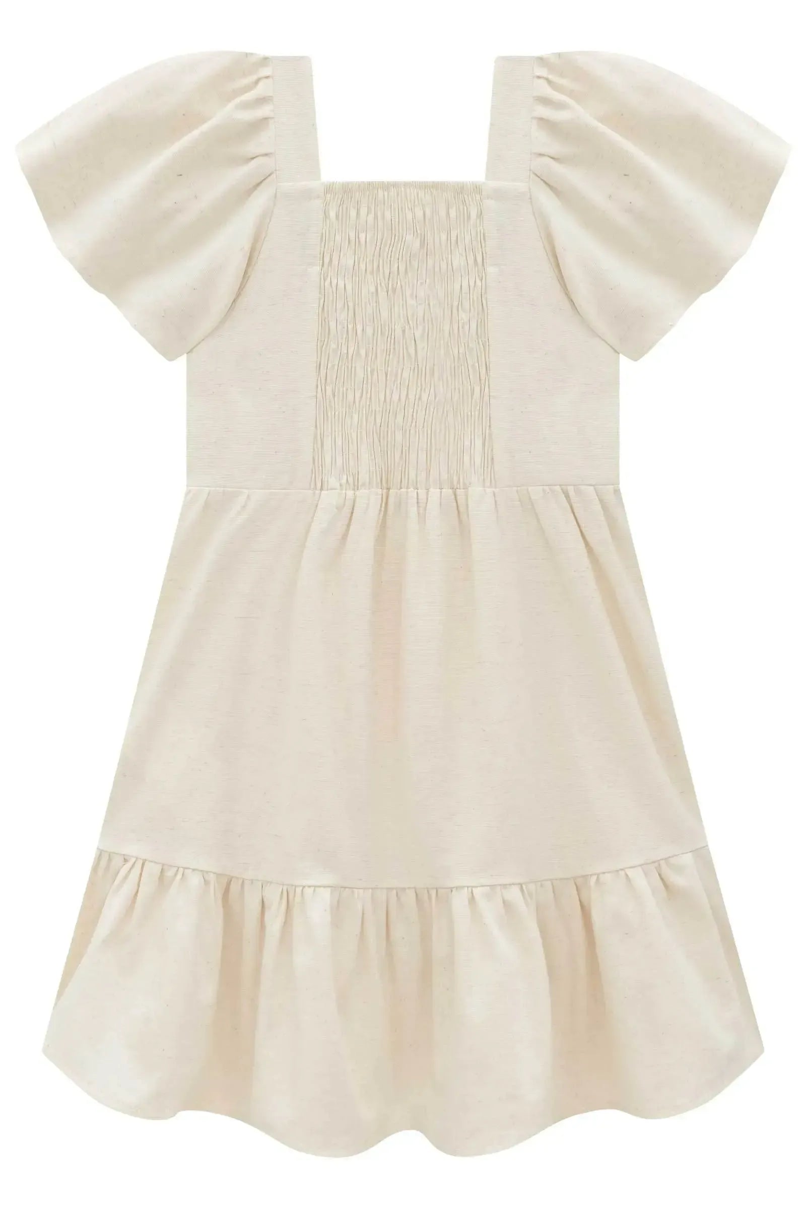 Vestido em Linho com Elastano e Tricot Algodão 97194 Infanti Infantil Menina