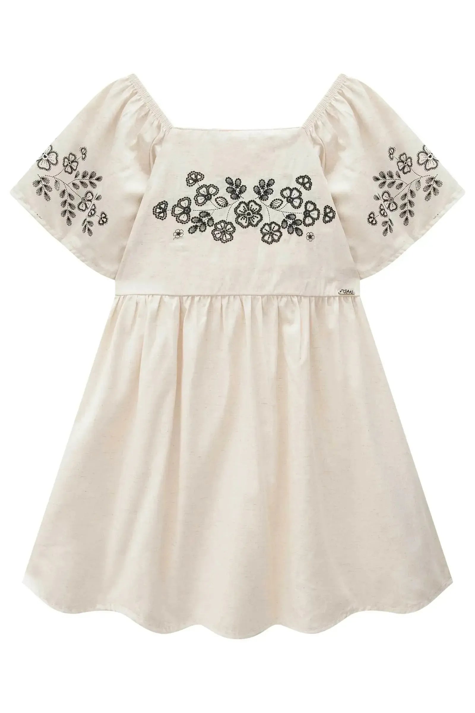 Vestido em Linho Deluxe 82983 Infanti Infantil Menina