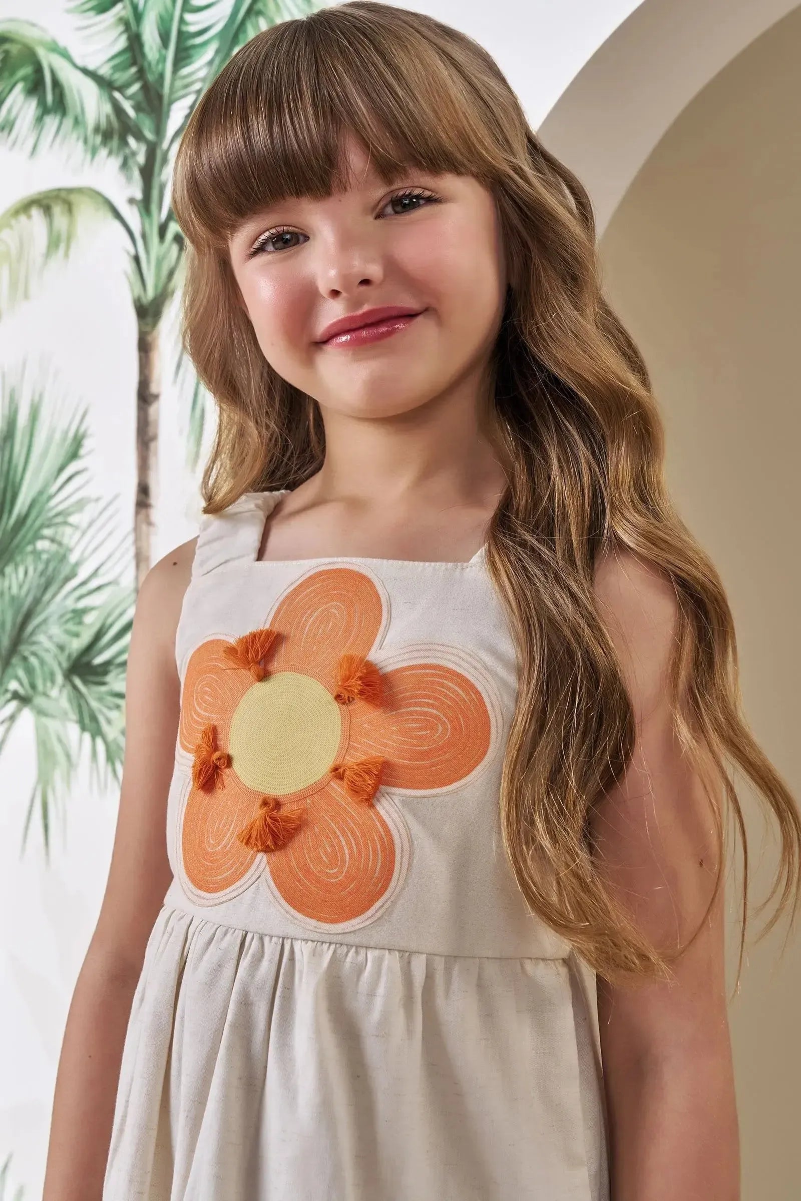 Vestido em Linho Deluxe 86511 Infanti Infantil Menina