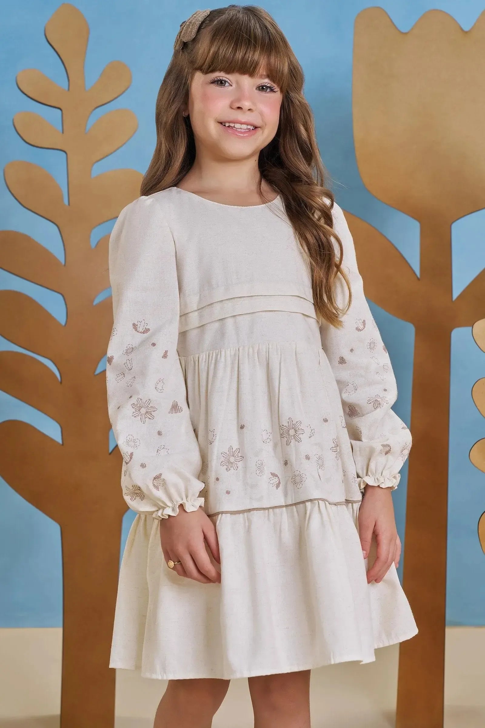 Vestido em Linho Deluxe 90925 Infanti Infantil Menina