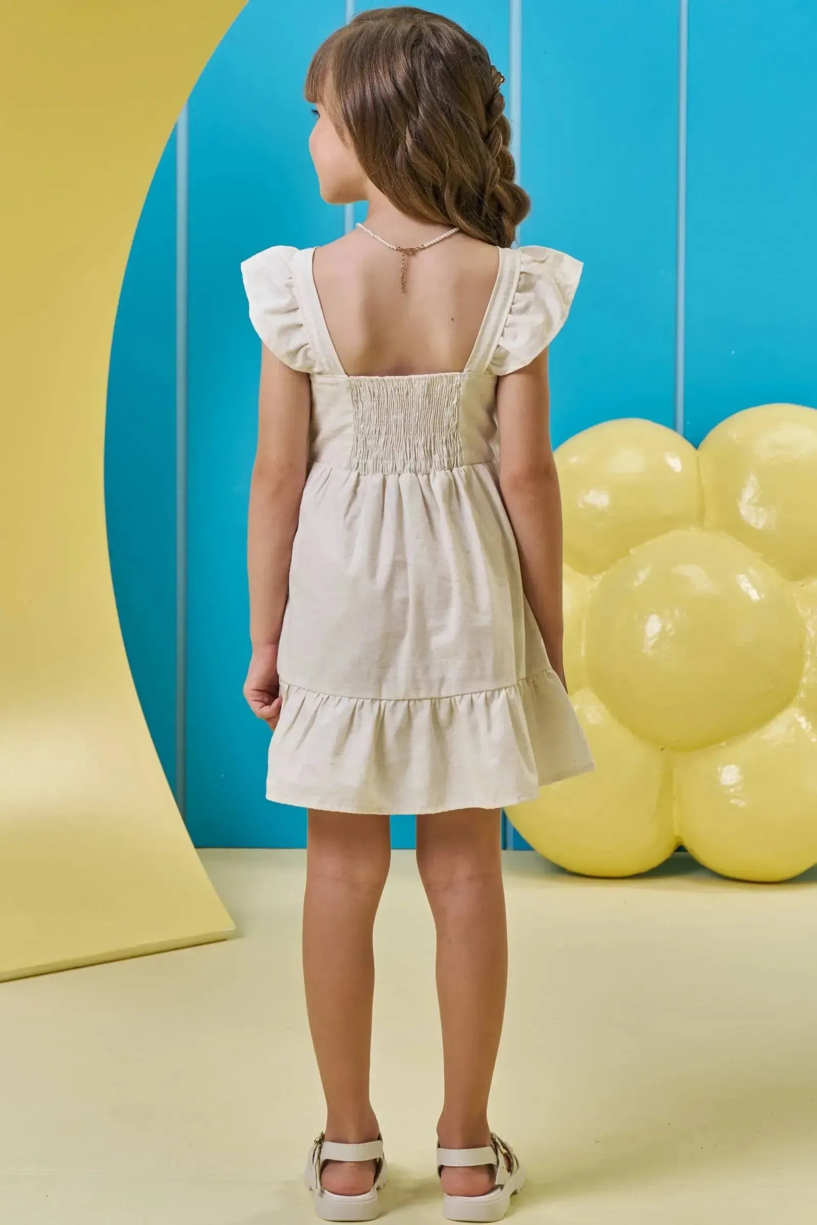 Vestido em Linho Deluxe 95900 Kukiê Infantil Menina