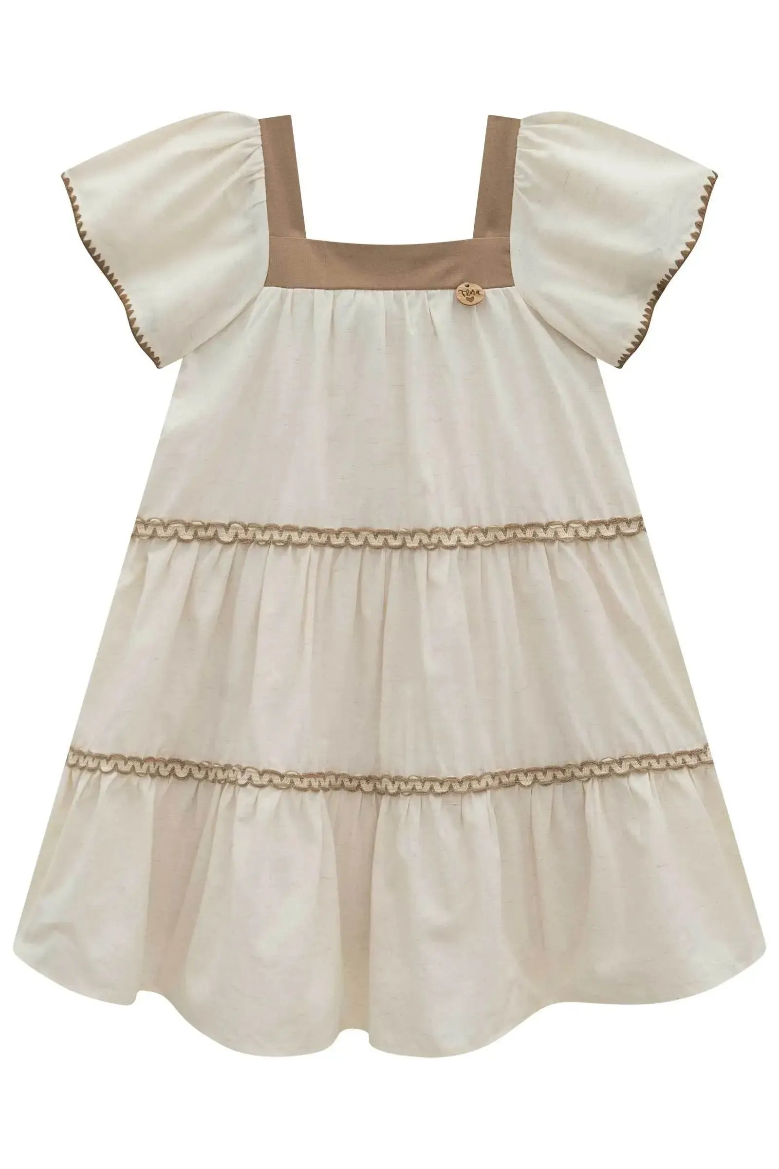 Vestido em Linho Deluxe 98882 Infanti Infantil Menina
