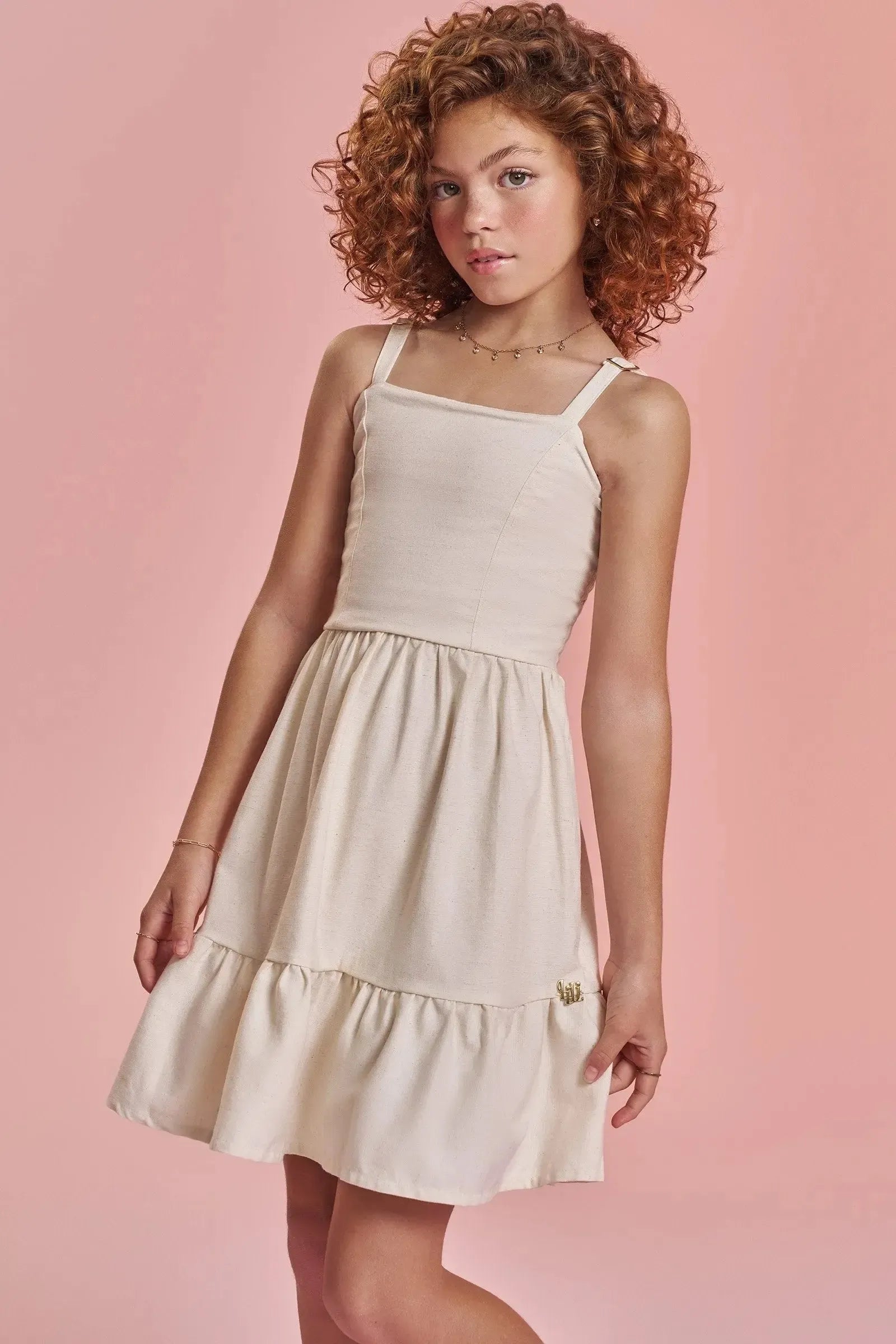 Vestido em Linho Santorine 92617 Lilimoon Teen Menina