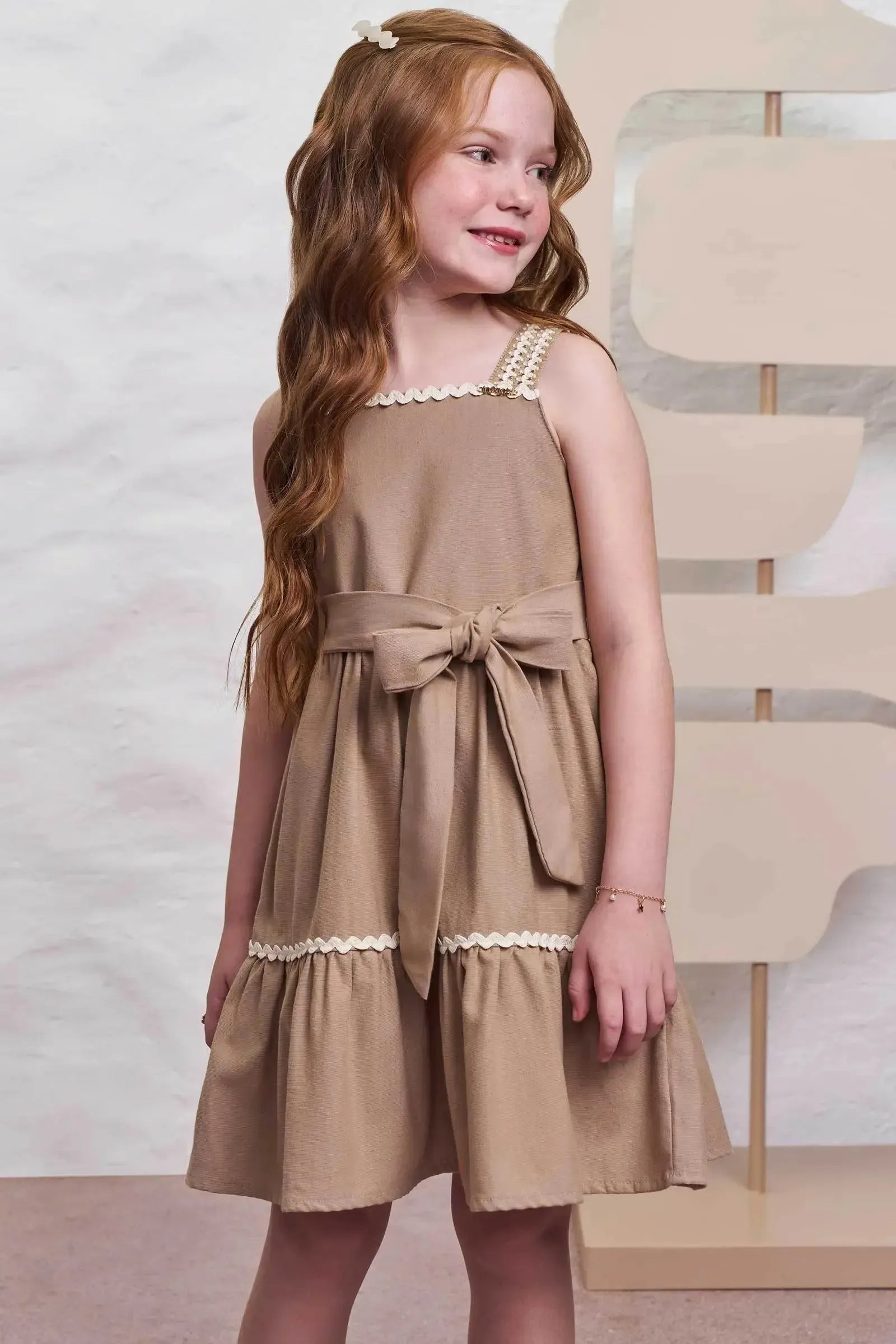 Vestido em Linho Santorine com Elastano 98360 Infanti Infantil Menina