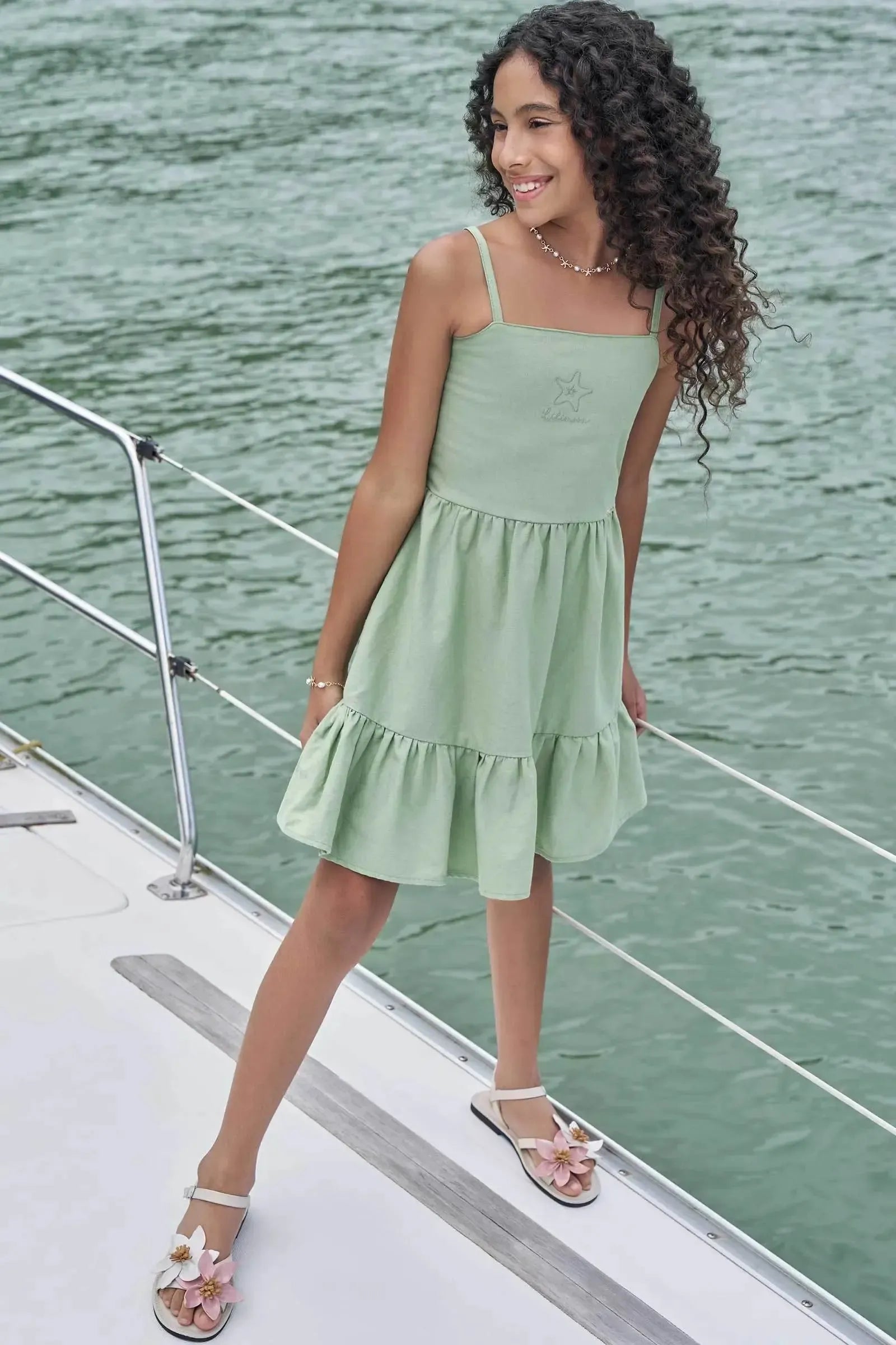 Vestido em Linho Santorini 99346 Lilimoon Teen Menina