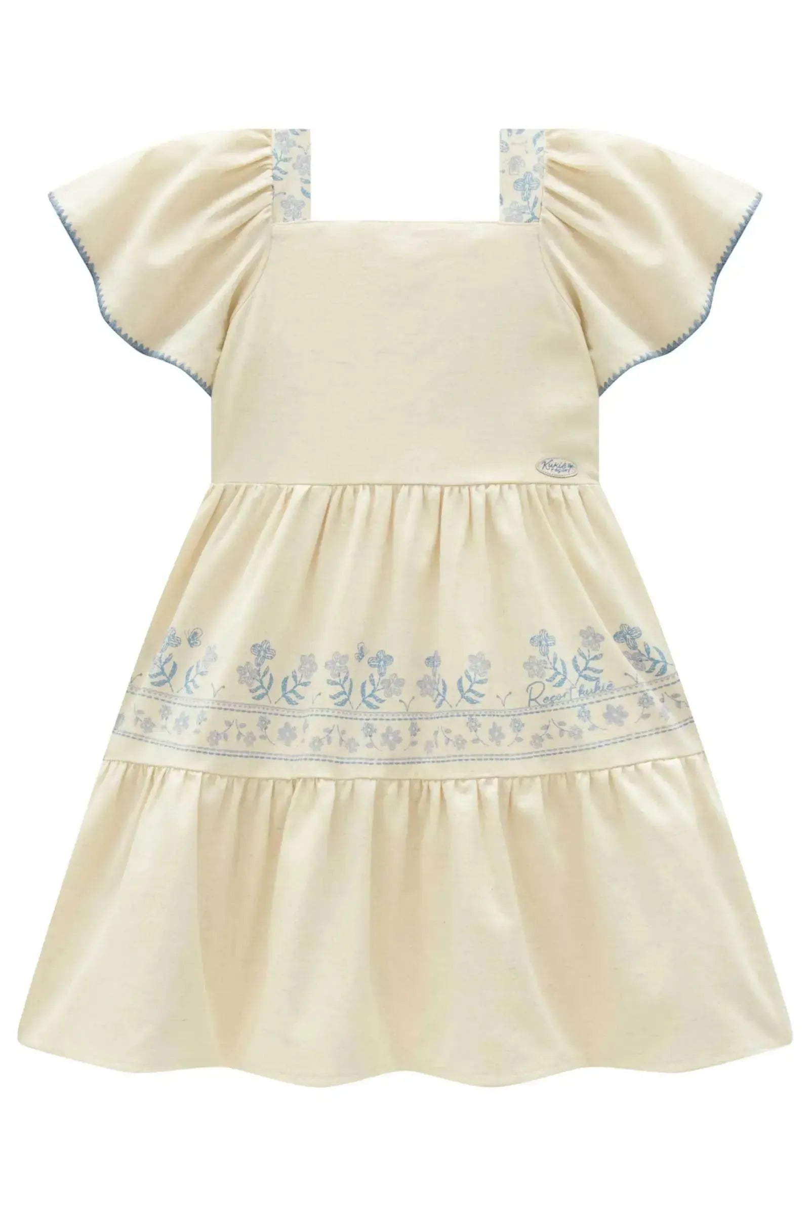 Vestido em Linho Santorini com Elastano 99685 Kukiê Infantil Menina