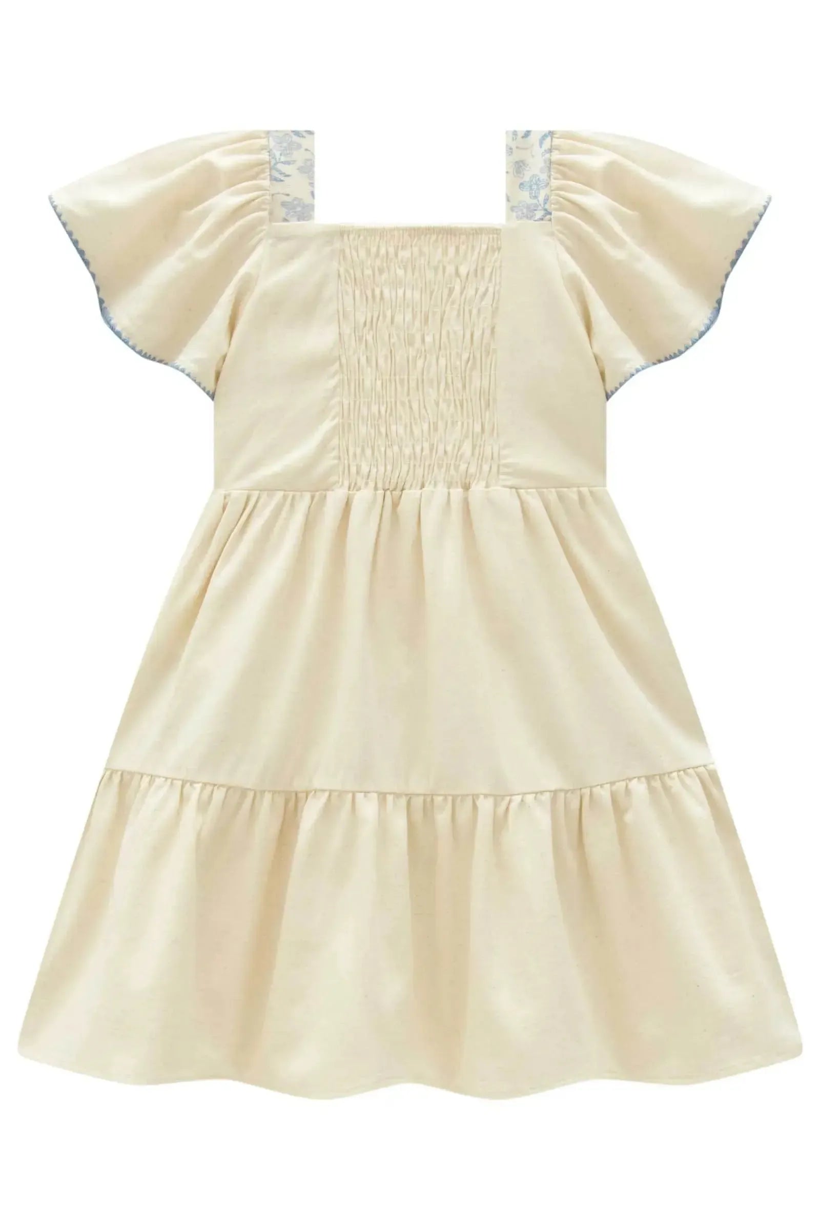 Vestido em Linho Santorini com Elastano 99685 Kukiê Infantil Menina