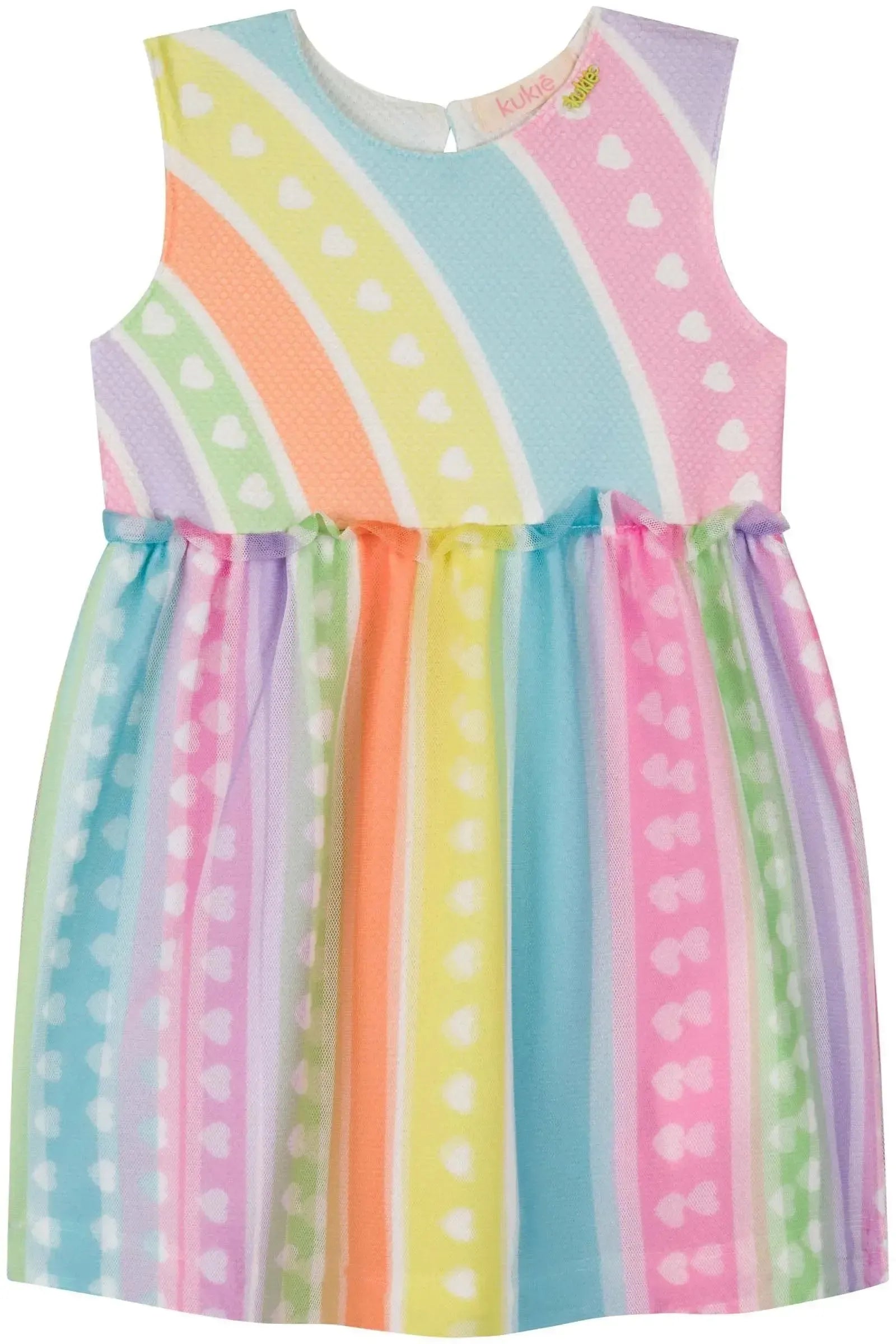 Vestido em Malha Favo e Tule com Elastano 84821 Kukiê Bebê Menina