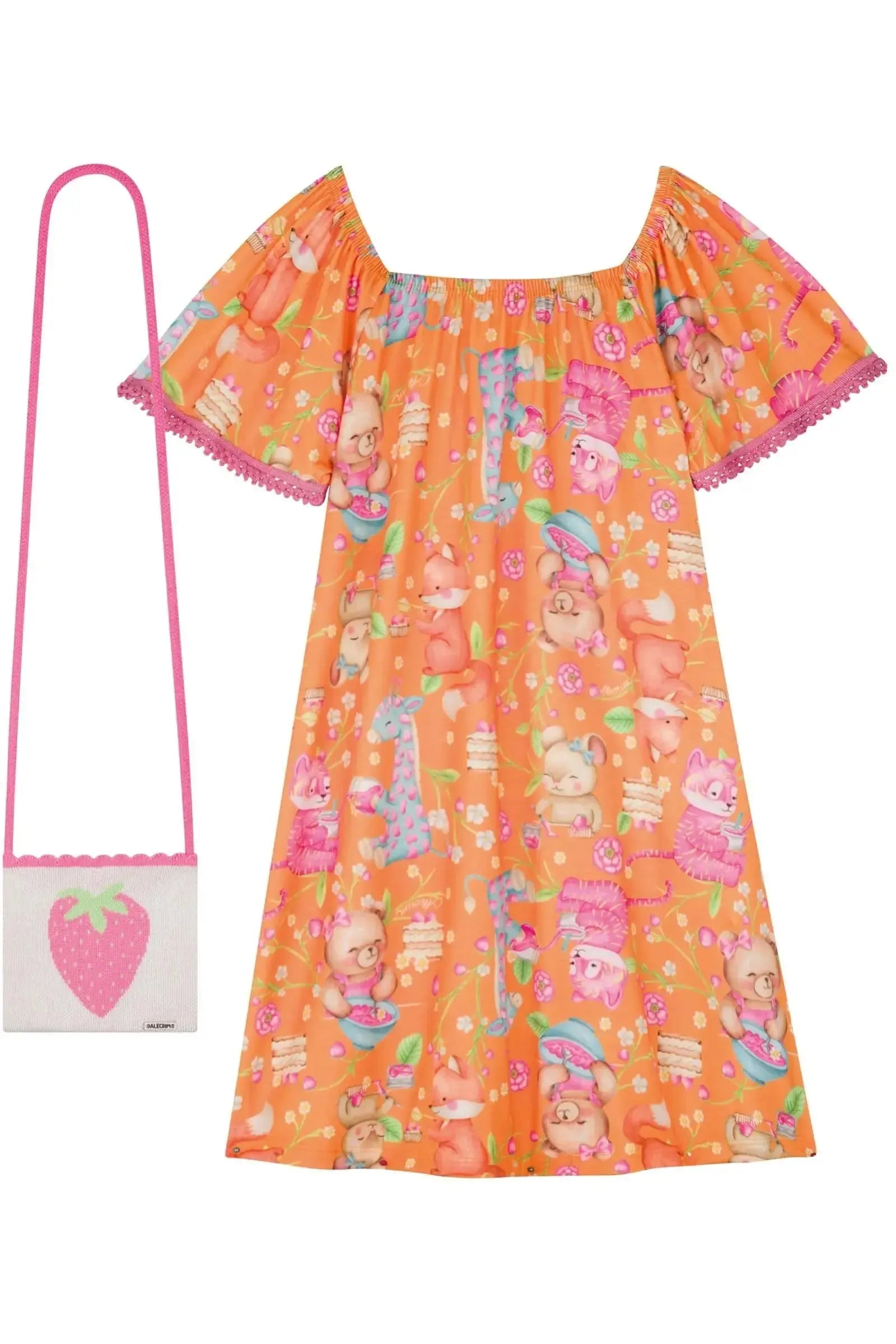 Vestido em Malha Fresh. Acompanha Bolsa 84017 Kukiê Infantil Menina