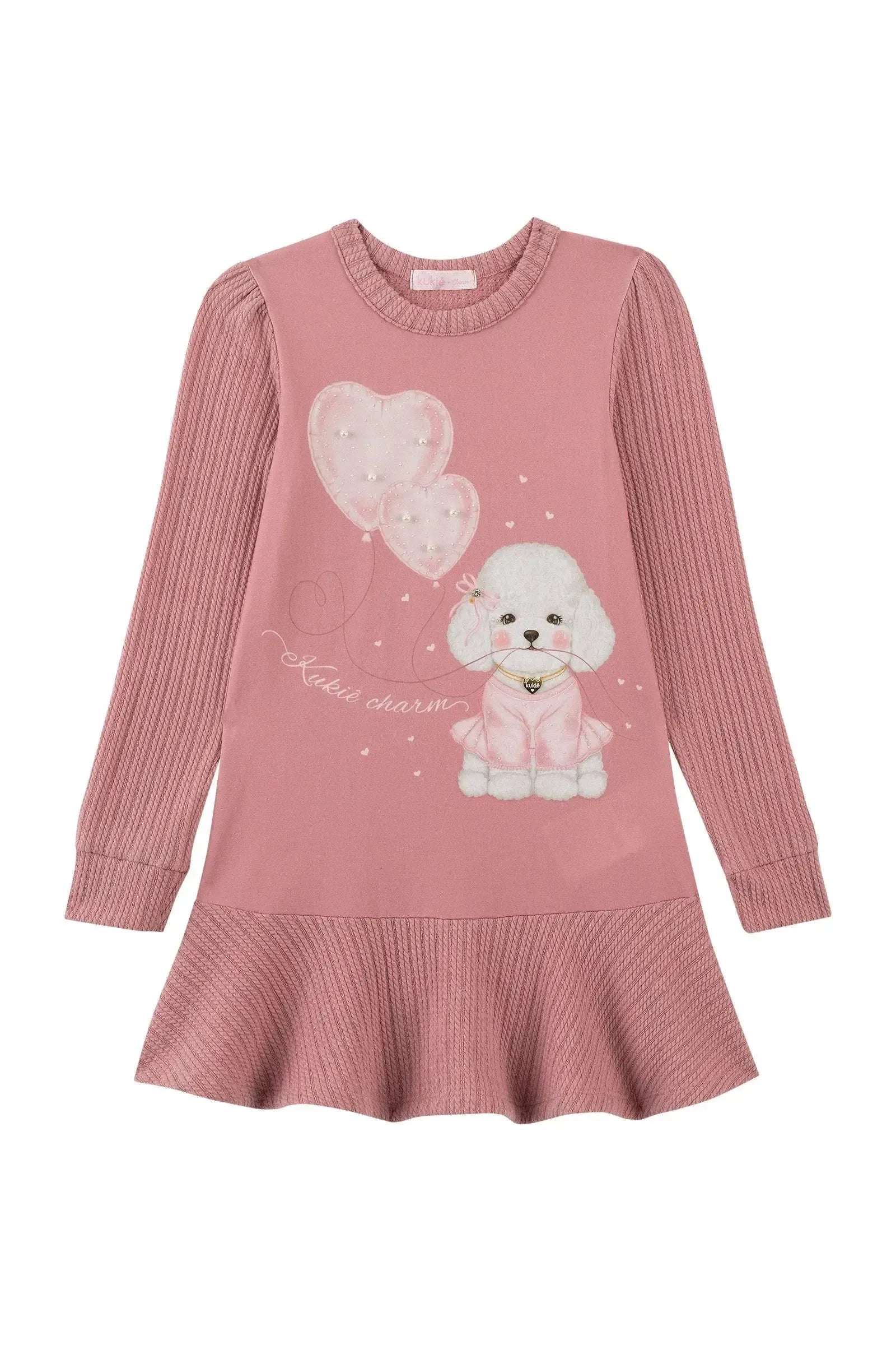 Vestido em Malha Jacquard Tricot 92155 Kukiê Infantil Menina