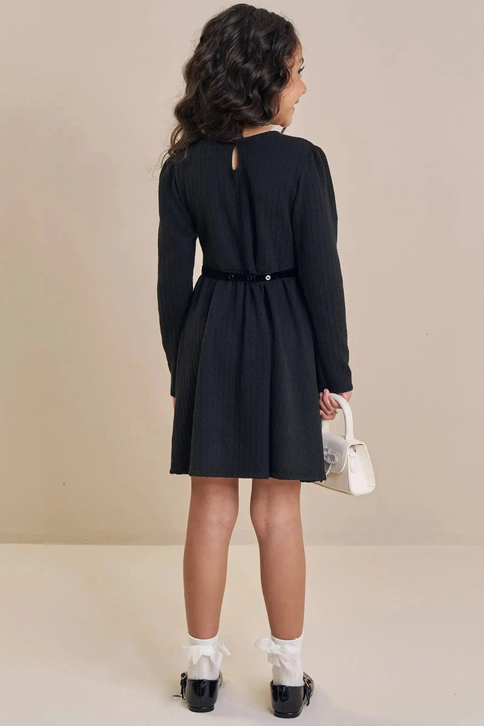 Vestido em Malha Jacquard Tricot 92156 Kukiê Infantil Menina