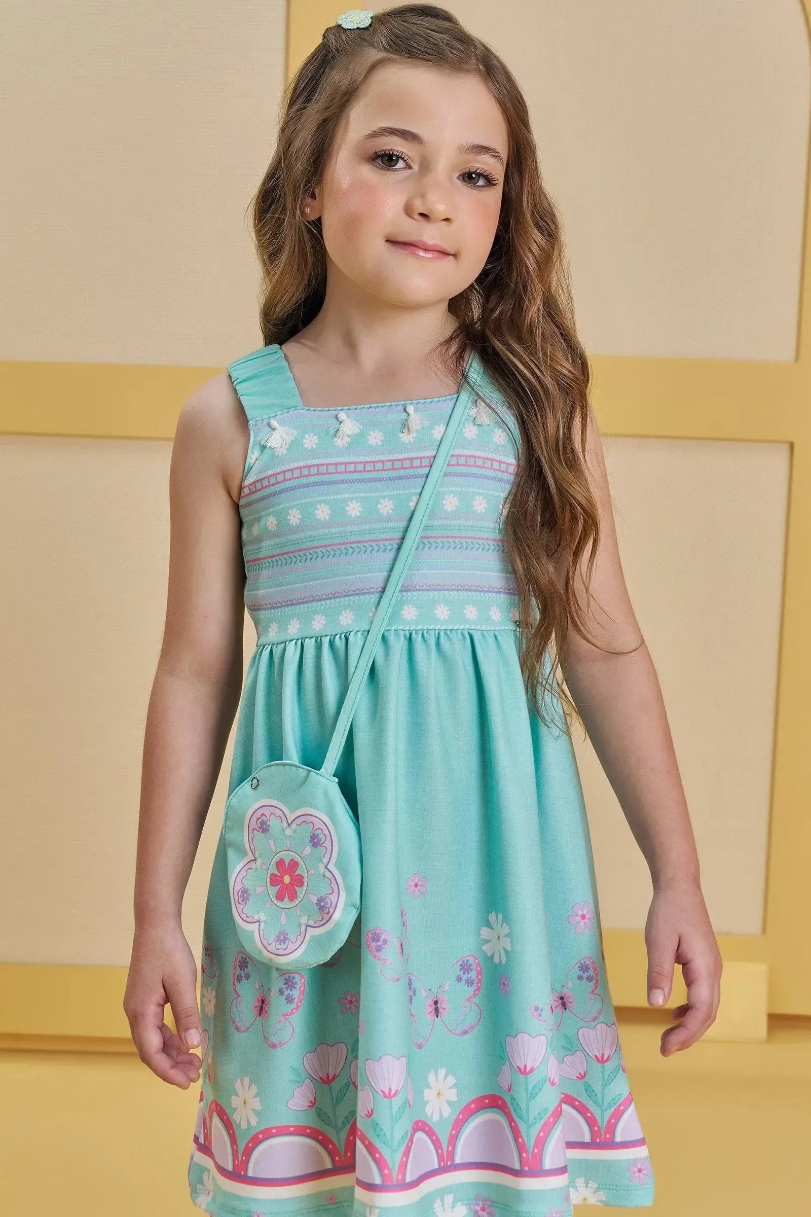 Vestido em Malha Power. Acompanha Bolsa 82989 Infanti Infantil Menina