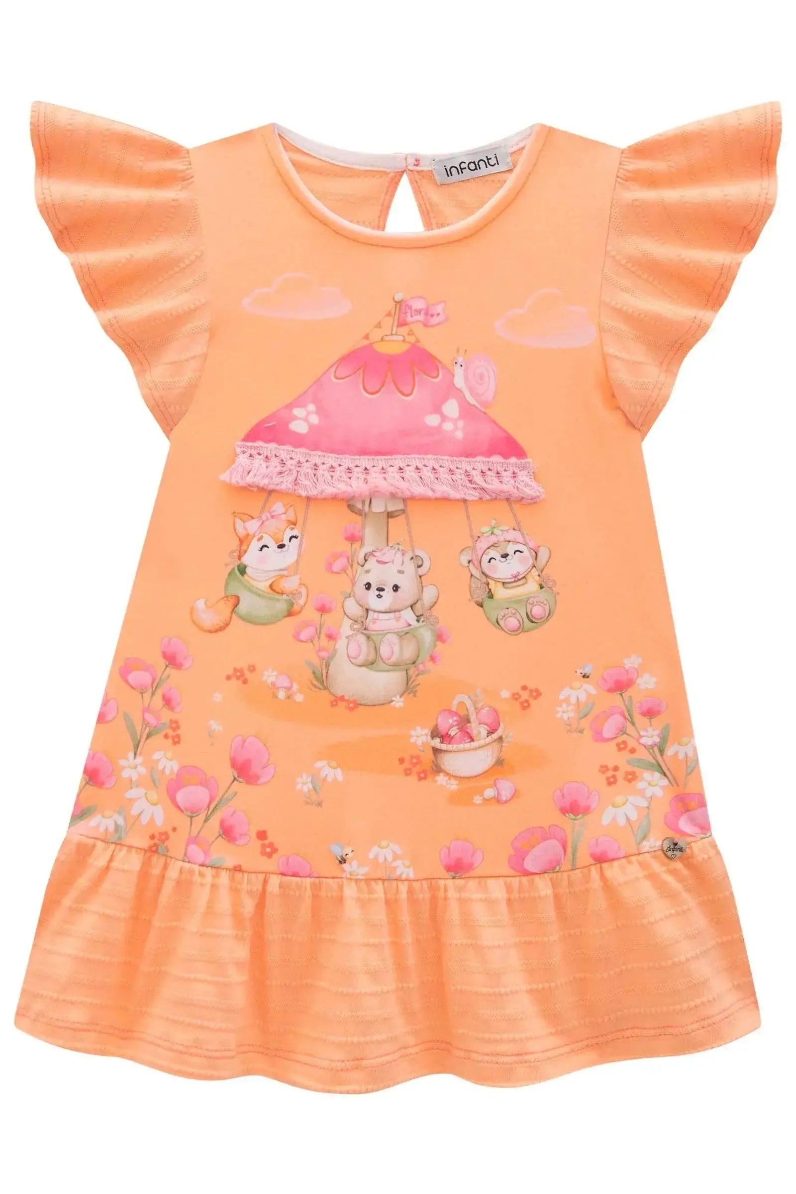 Vestido em Malha Textura 83152 Infanti Bebê Menina