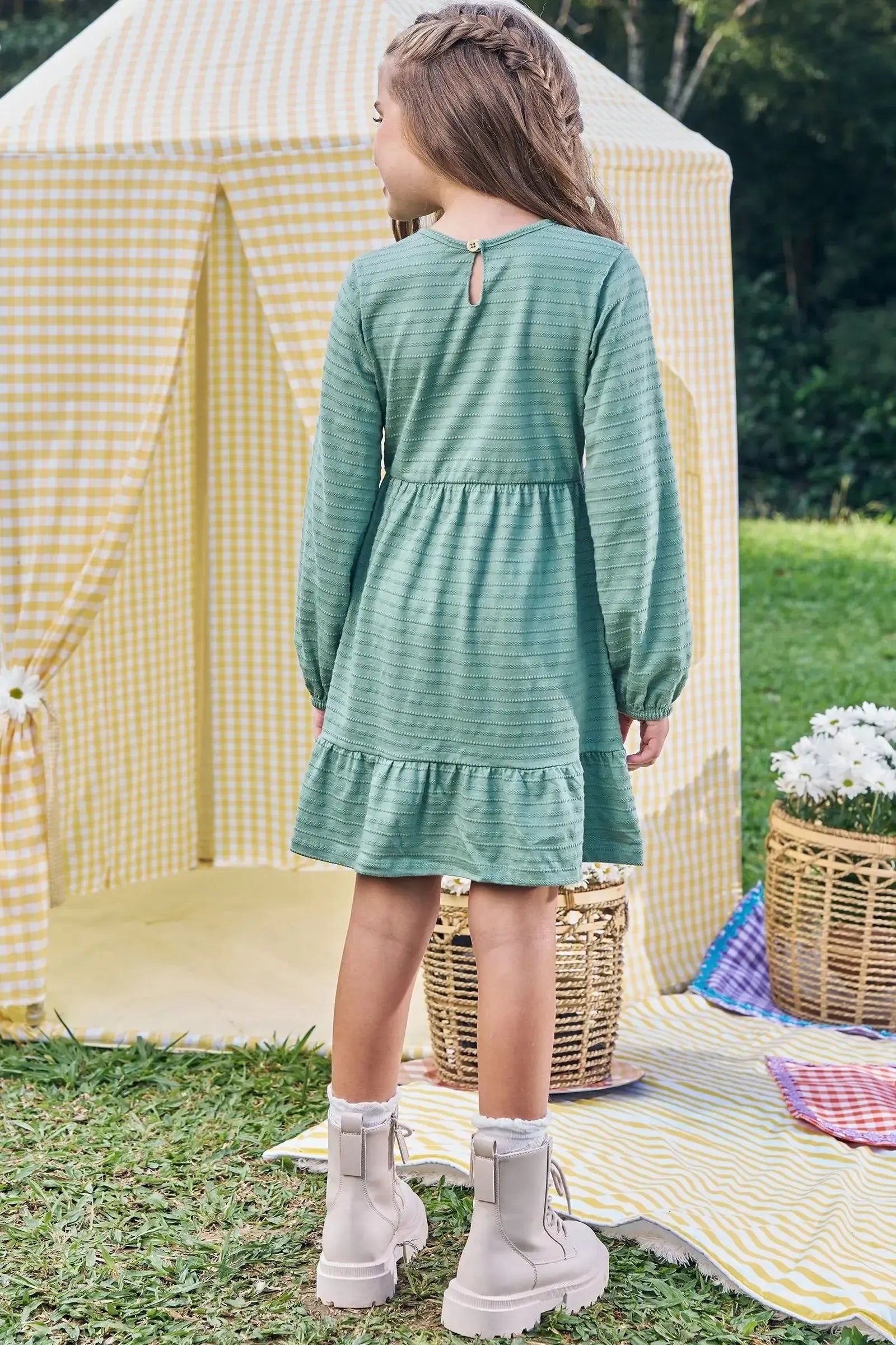 Vestido em Malha Textura 89255 Kukiê Infantil Menina