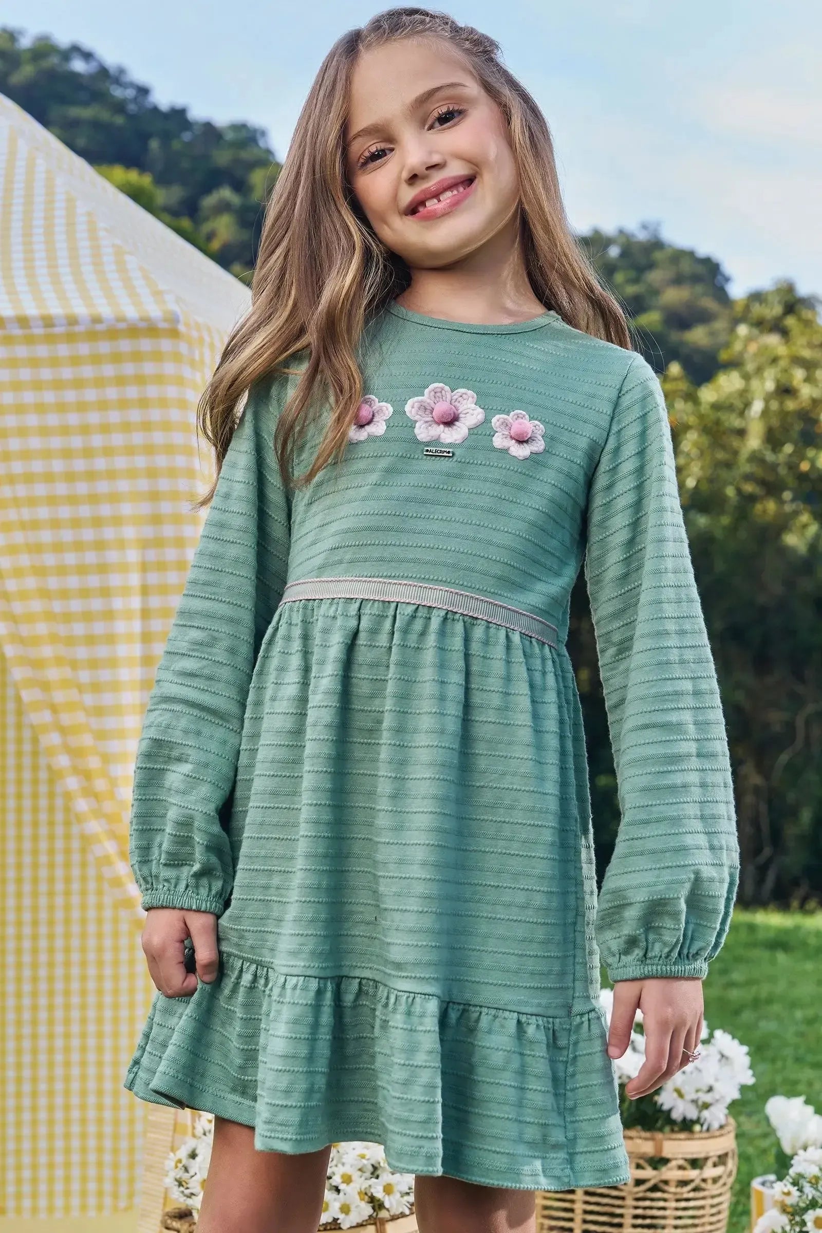Vestido em Malha Textura 89255 Kukiê Infantil Menina