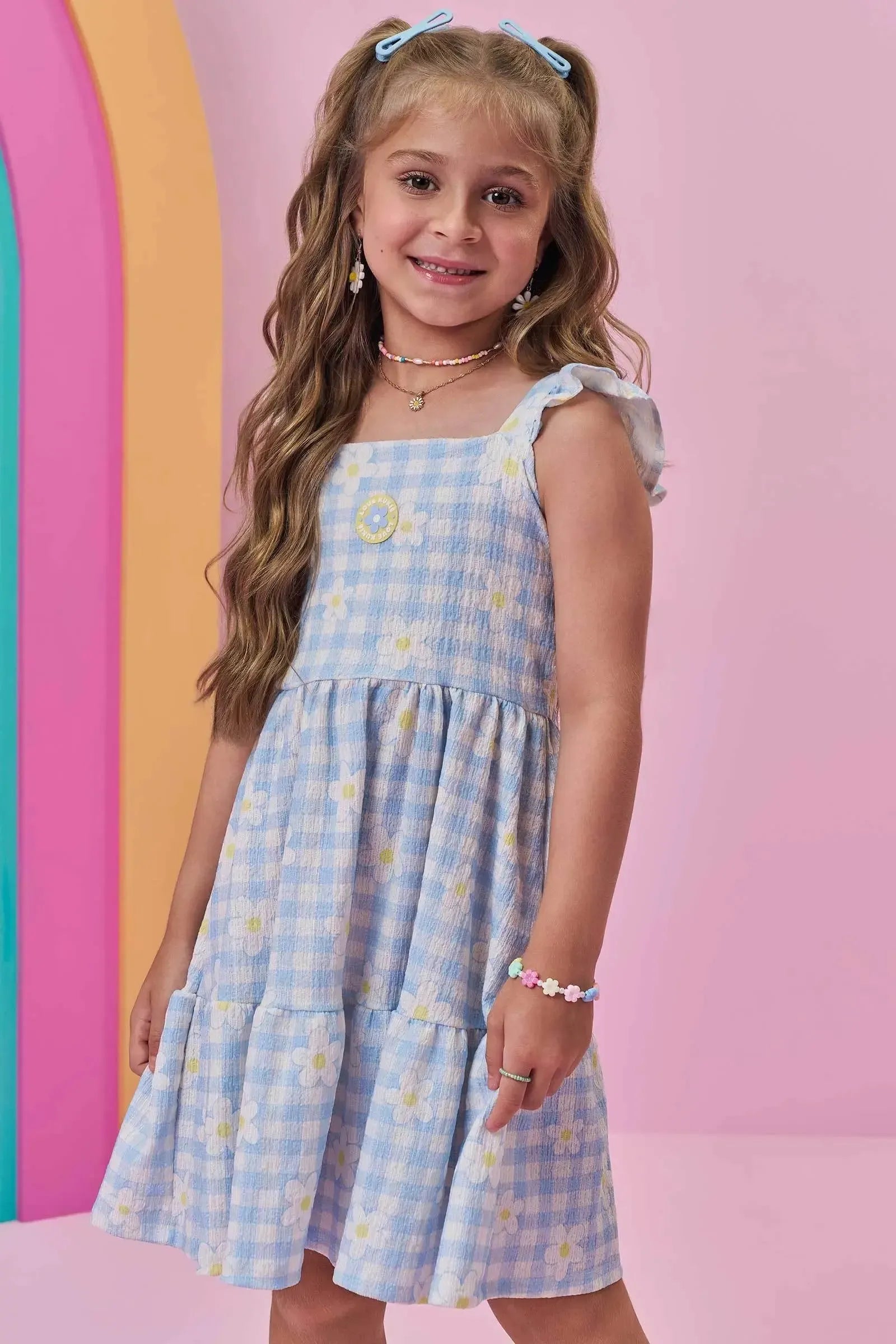 Vestido em Malha Textura 98457 Kukiê Infantil Menina