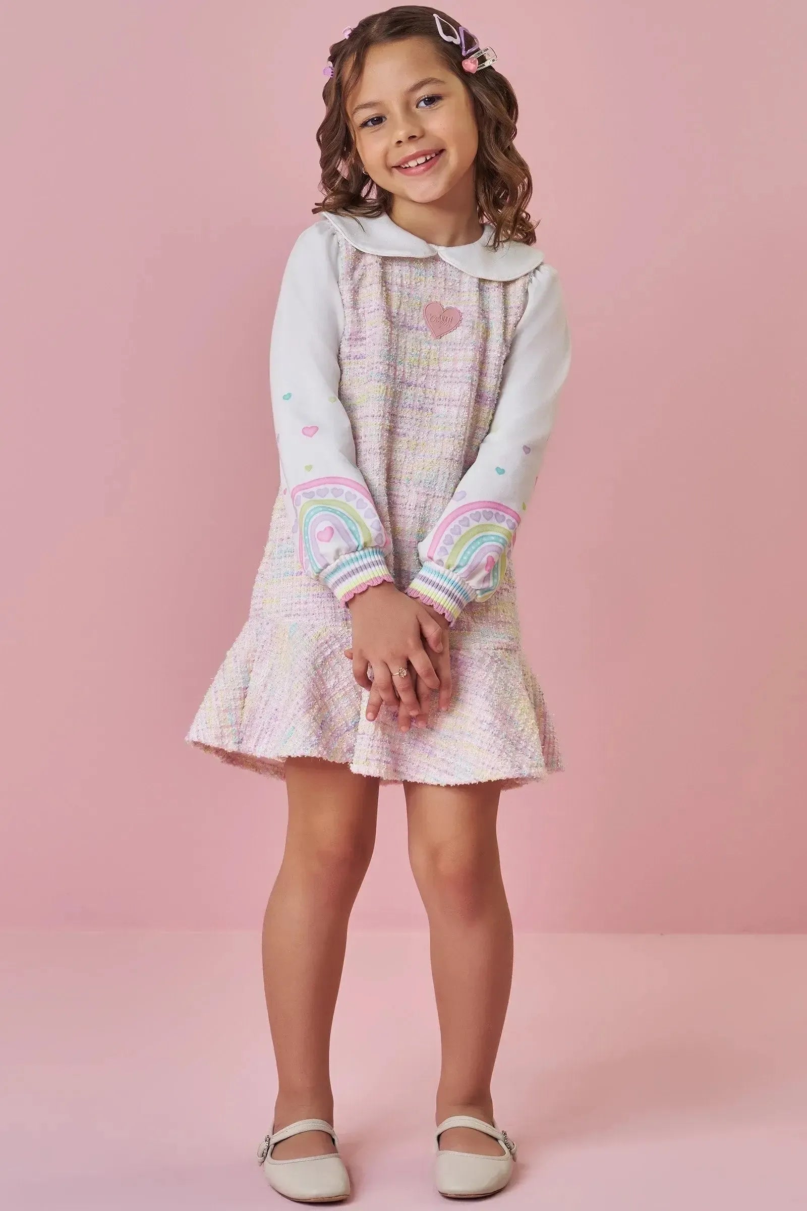 Vestido em Malha Tweed 90299 Kukiê Infantil Menina