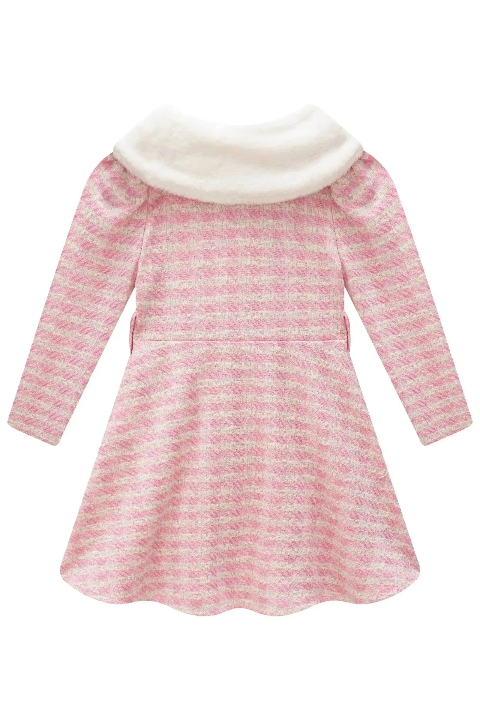 Vestido em Malha Tweed. Acompanha Gola em Pelo 89665 Infanti Infantil Menina