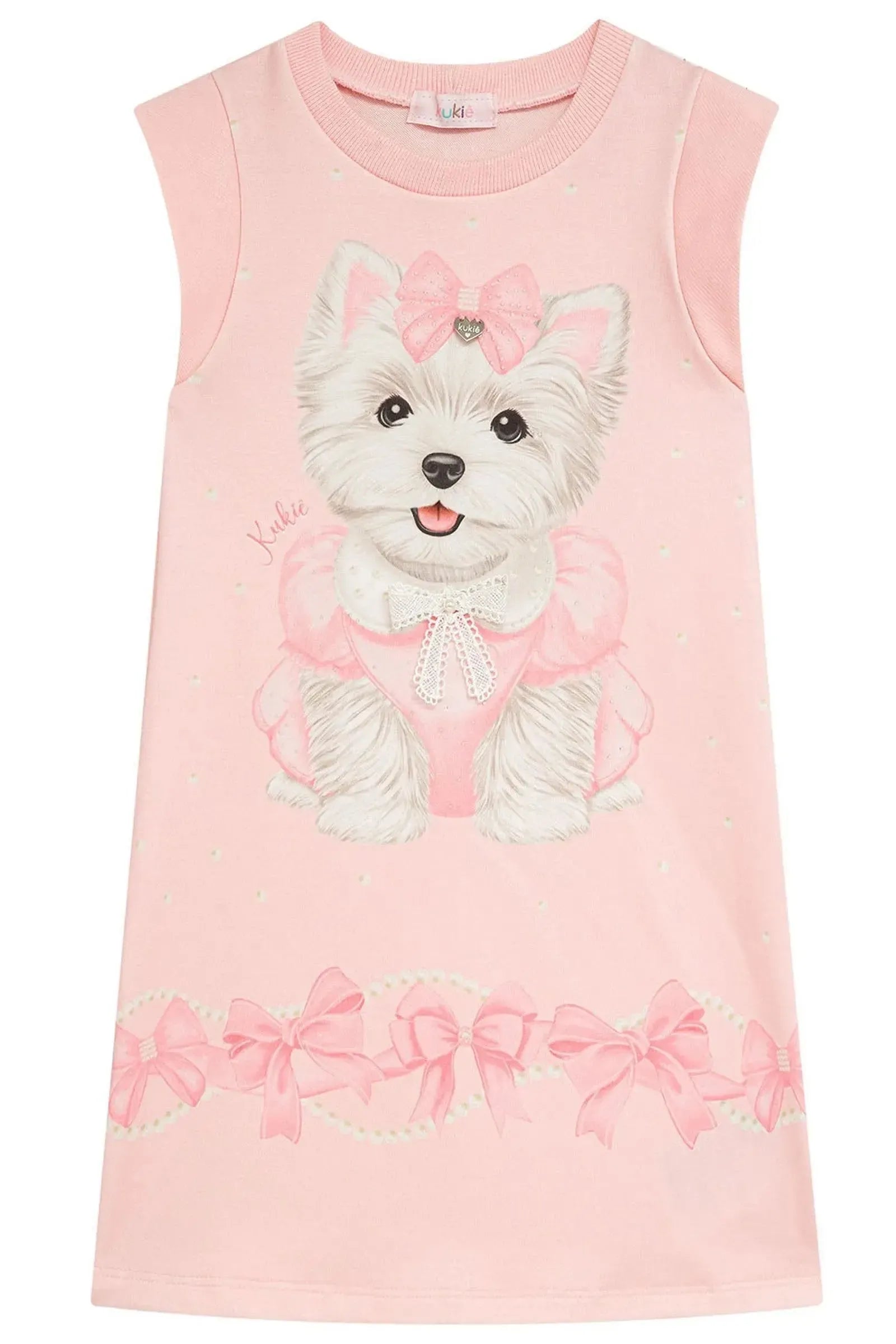 Vestido em Malha Twill Brilho e Molecotton 93795 Kukiê Infantil Menina