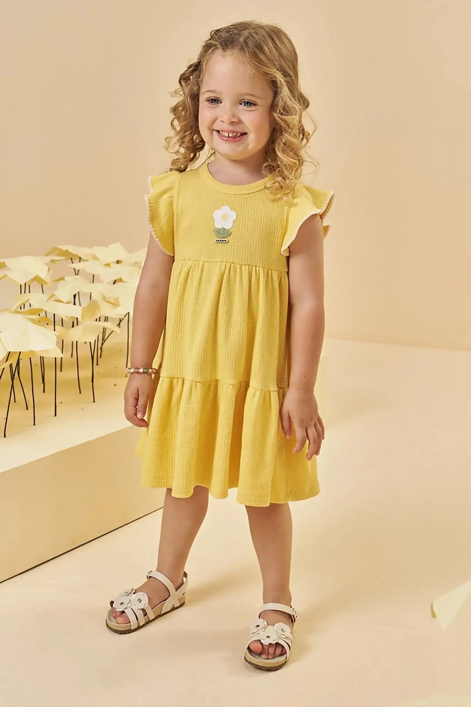 Vestido em Malha Waffle 96046 Kukiê Infantil Menina